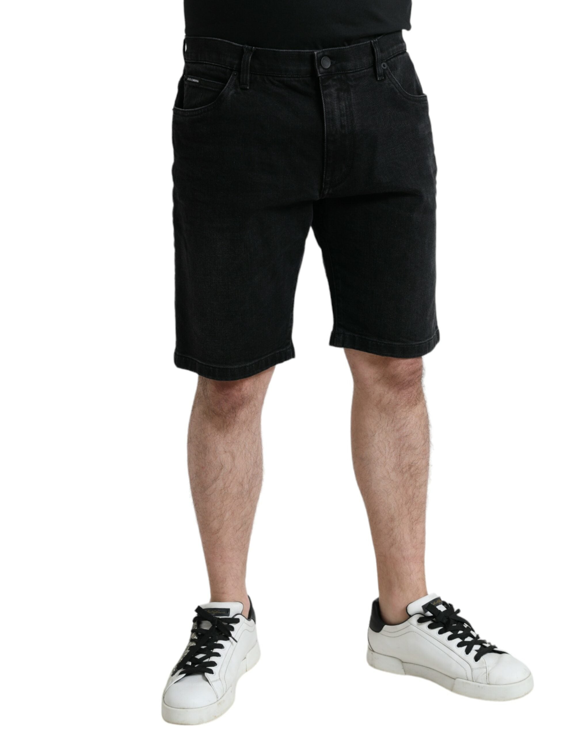 Zwarte katoenen stretch Bermuda denim shorts