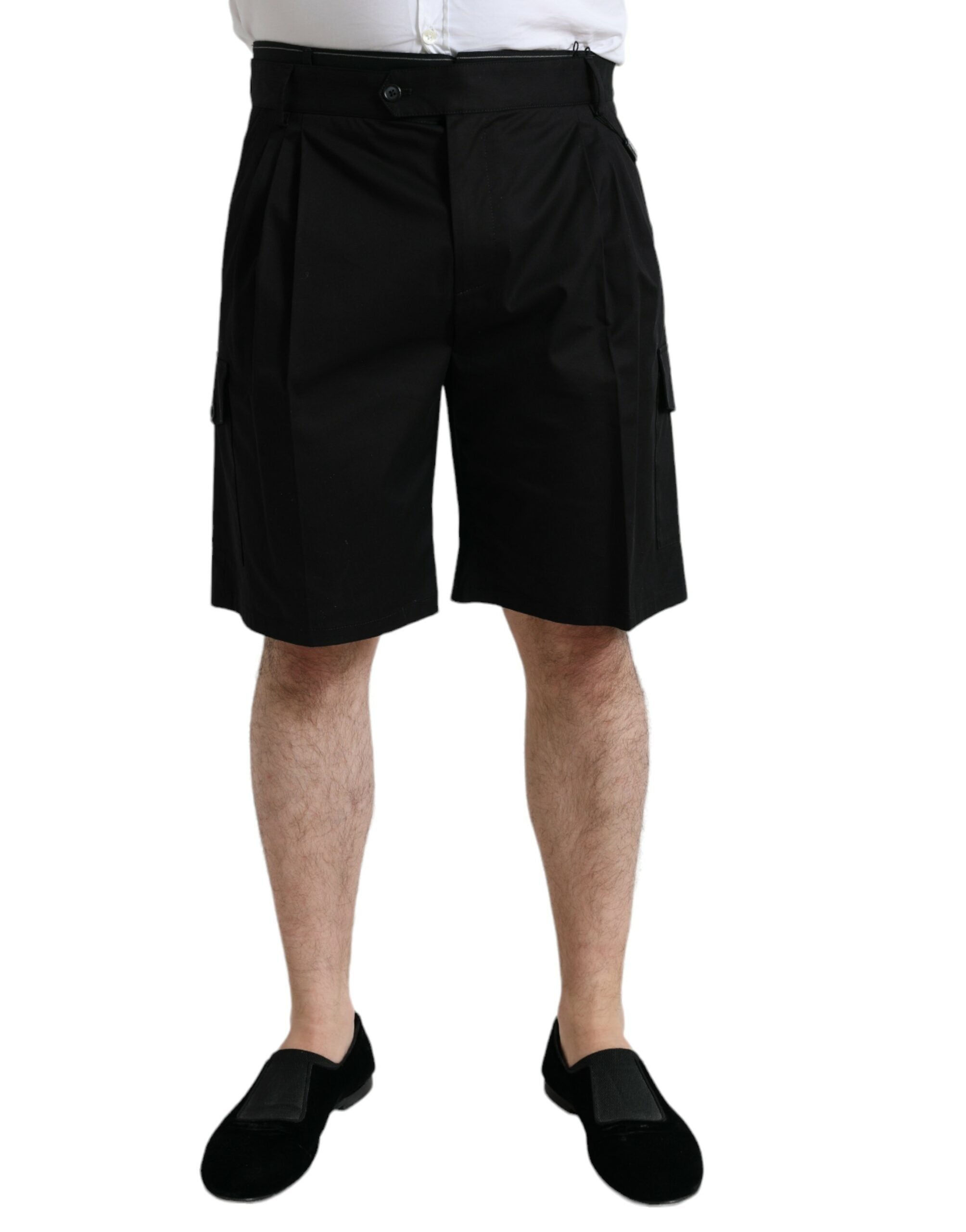 Zwarte katoenen stretch cargo bermudashorts
