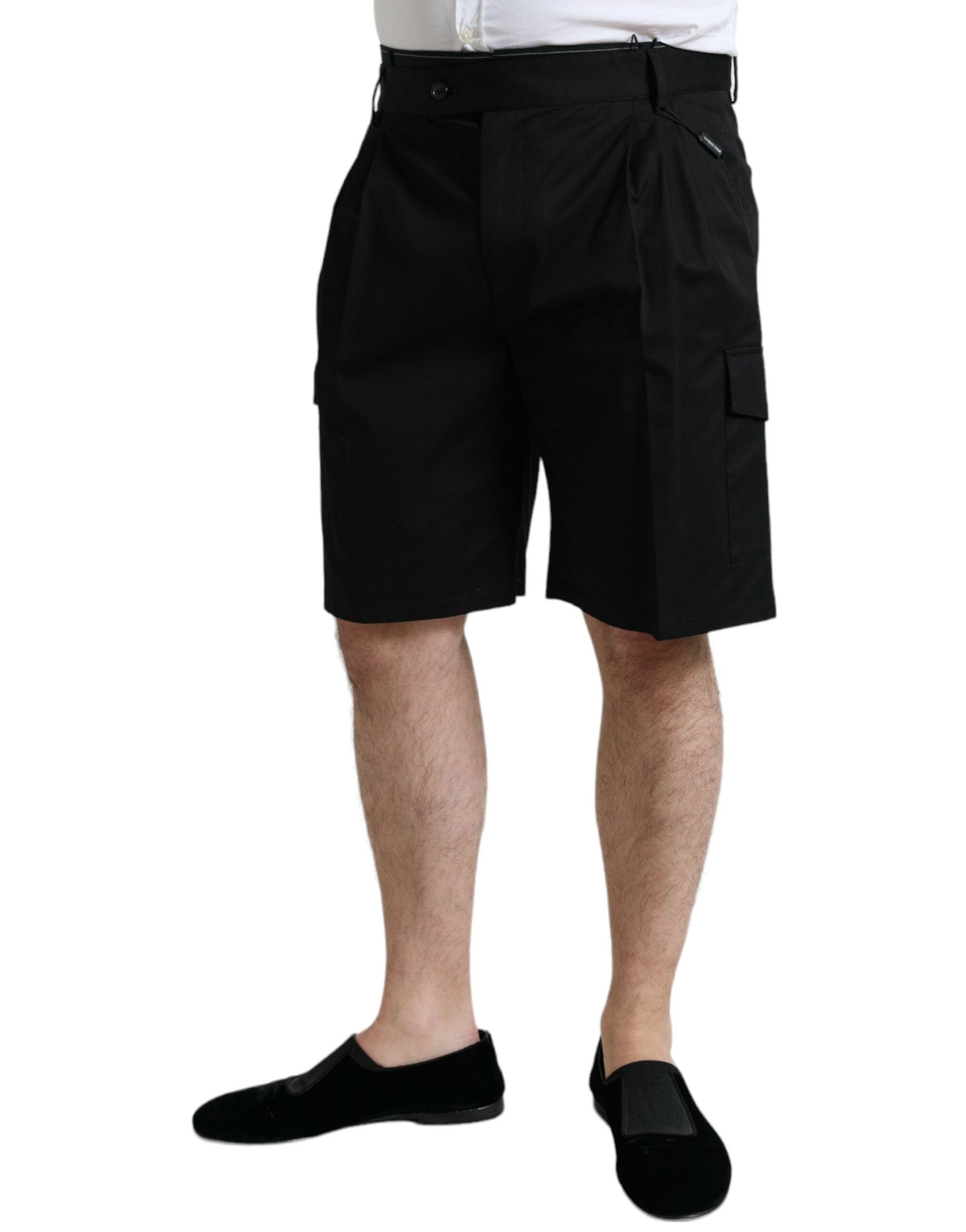 Zwarte katoenen stretch cargo bermudashorts