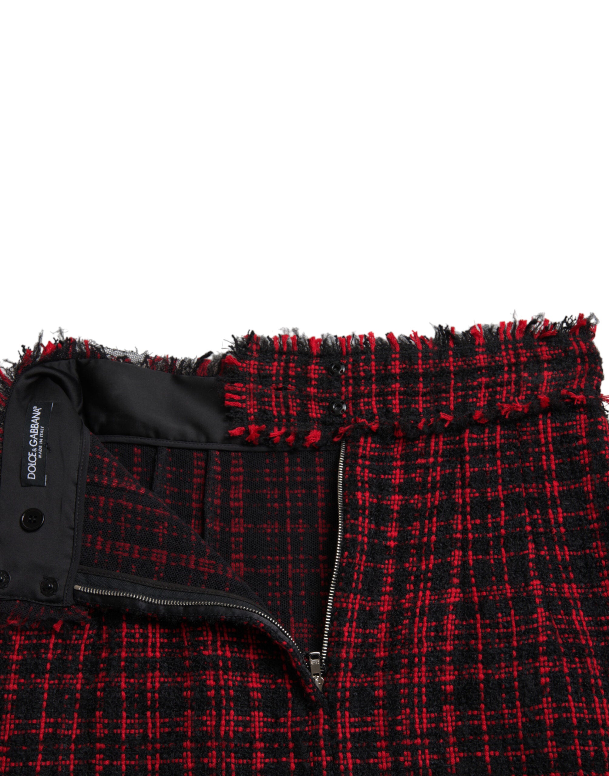 Zwarte rode katoenen hoge taille tartan tweed minirok