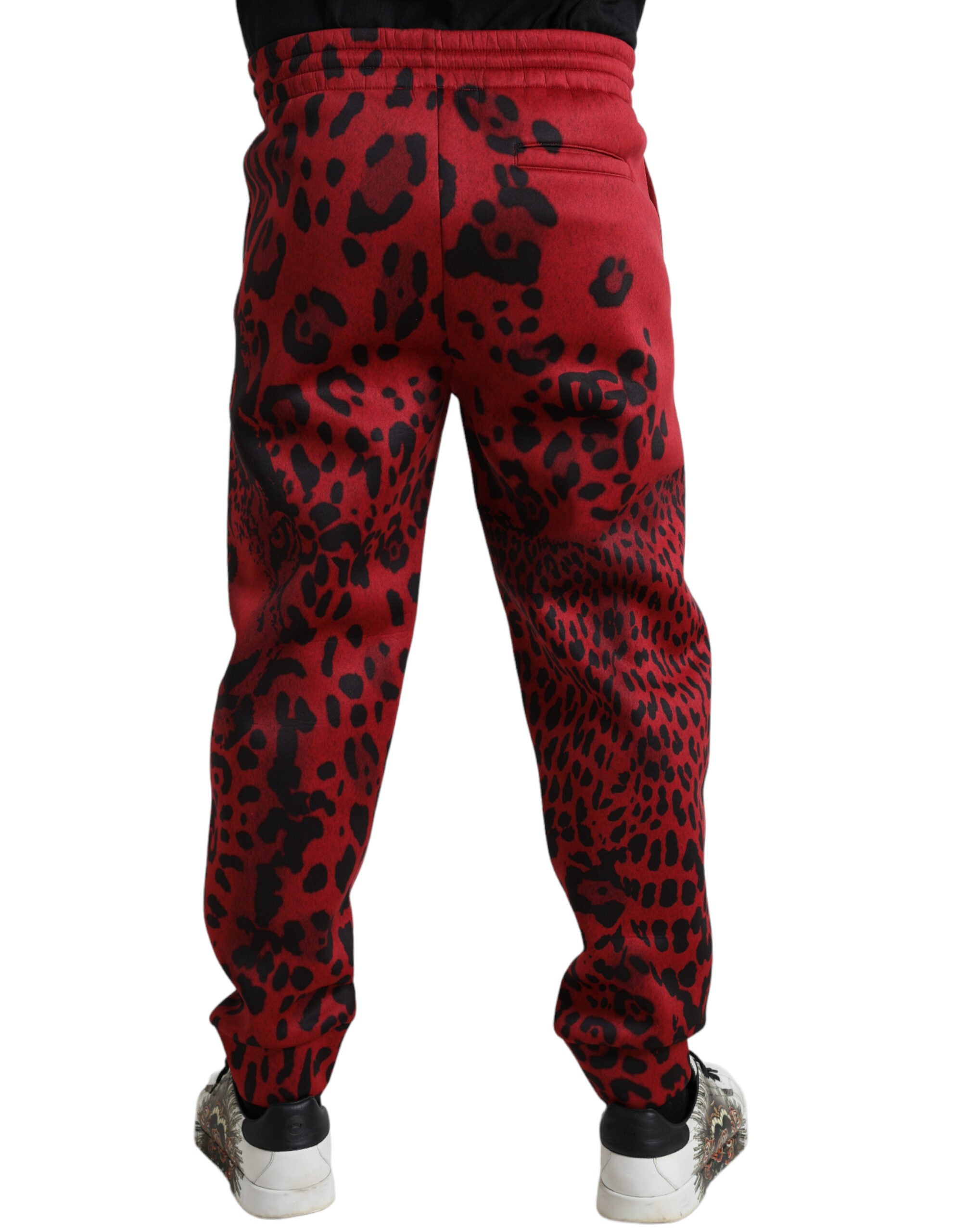 Rode zwarte luipaard stretch joggingbroek