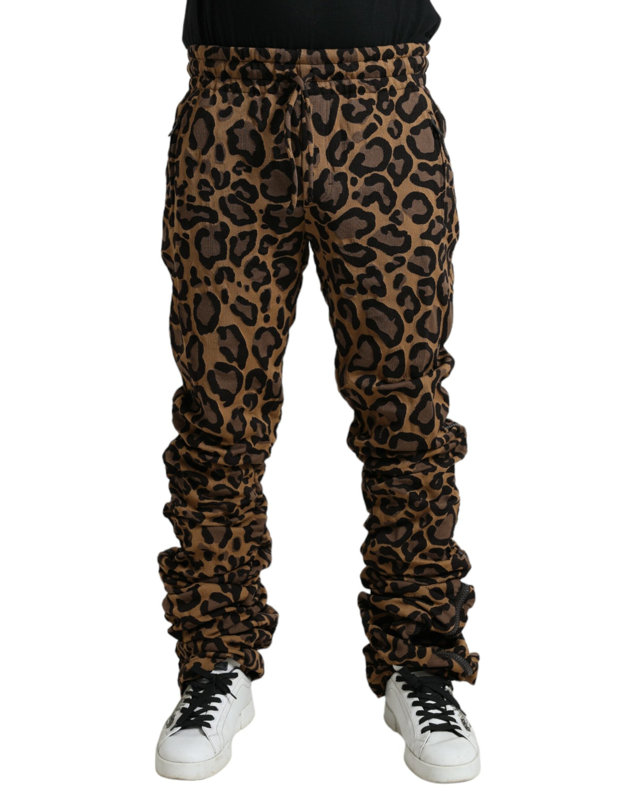 Bruine luipaard jacquard joggingbroek