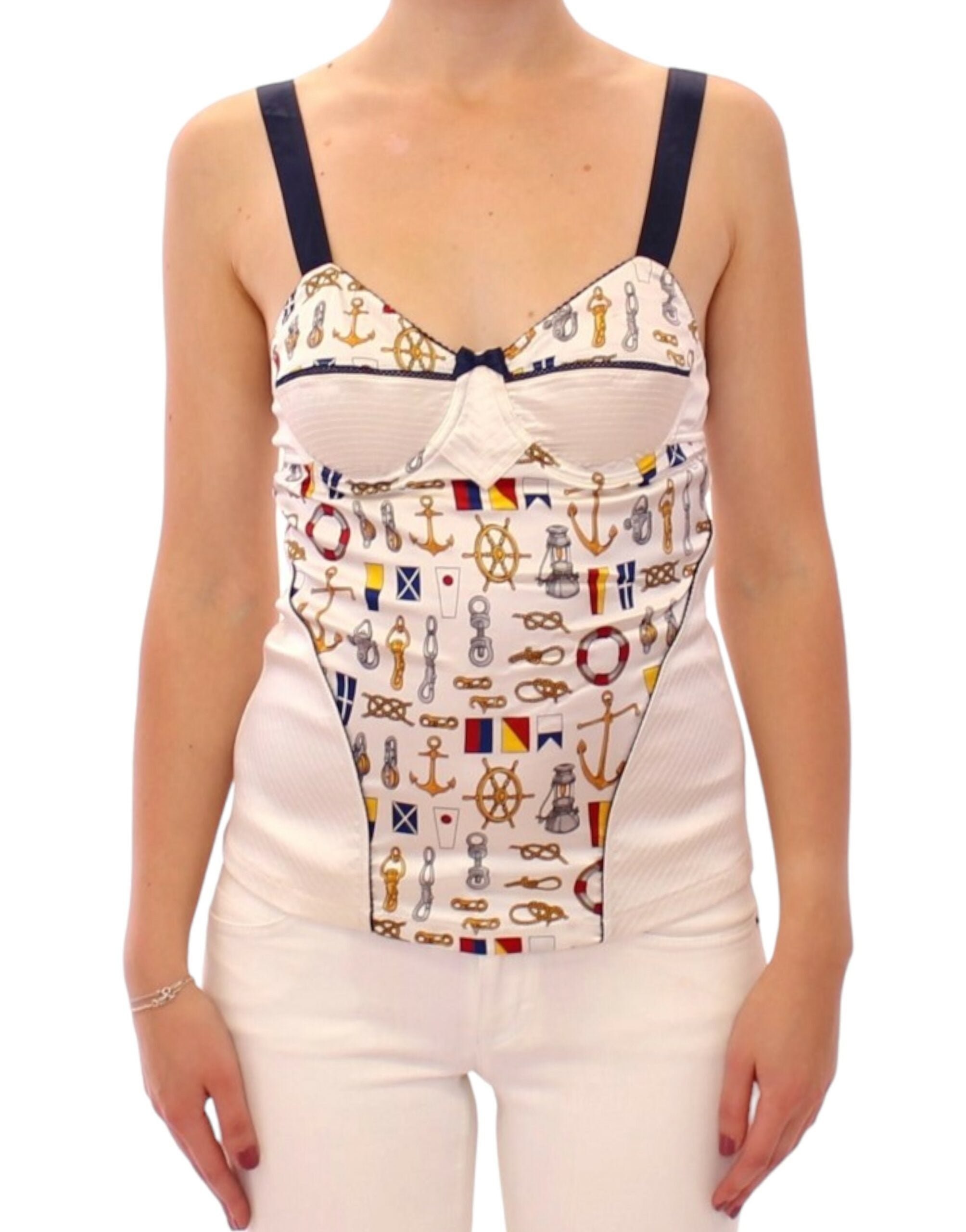 Witte tanktop met zeemansmotief