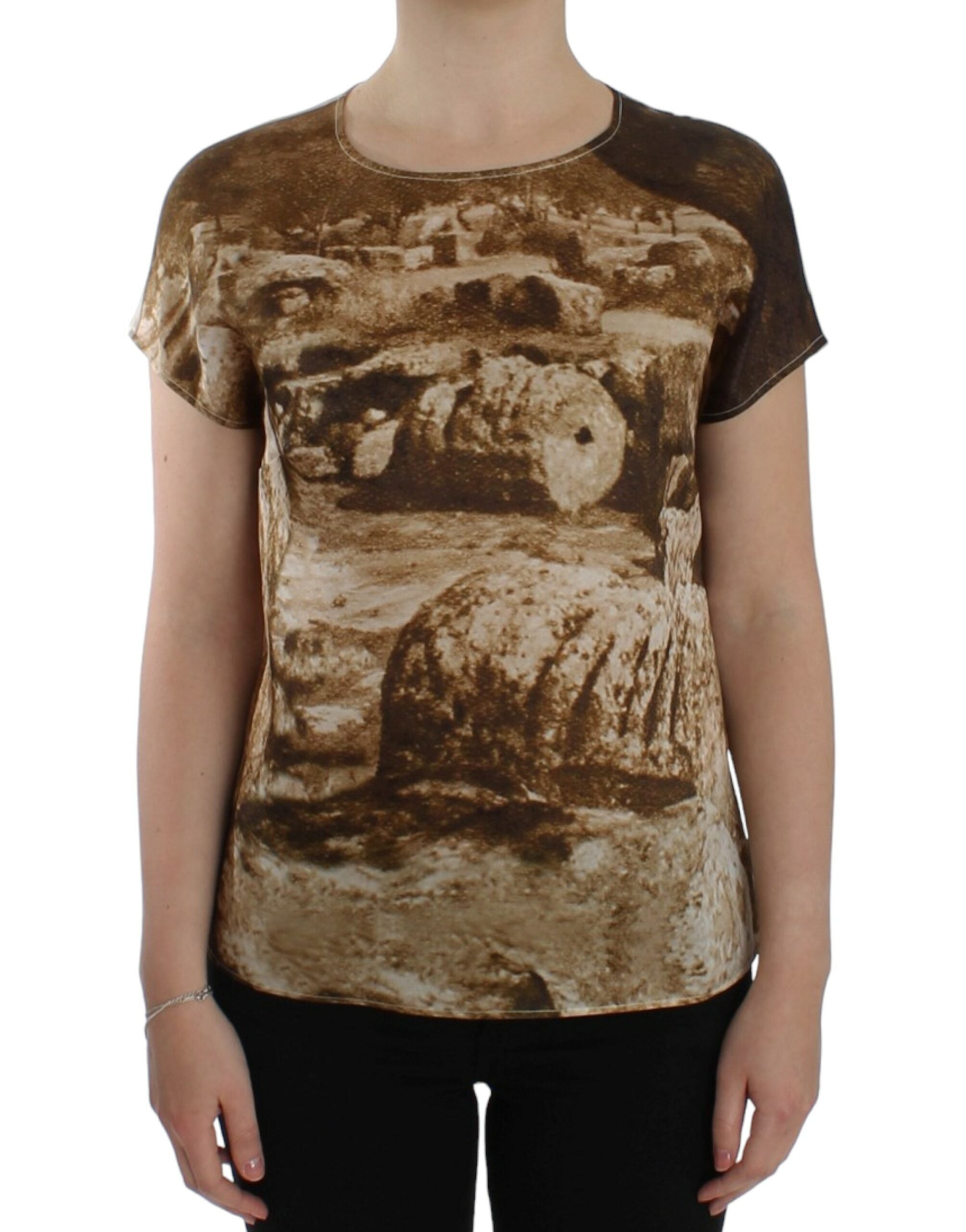 Bruine Taormina zijden blouse