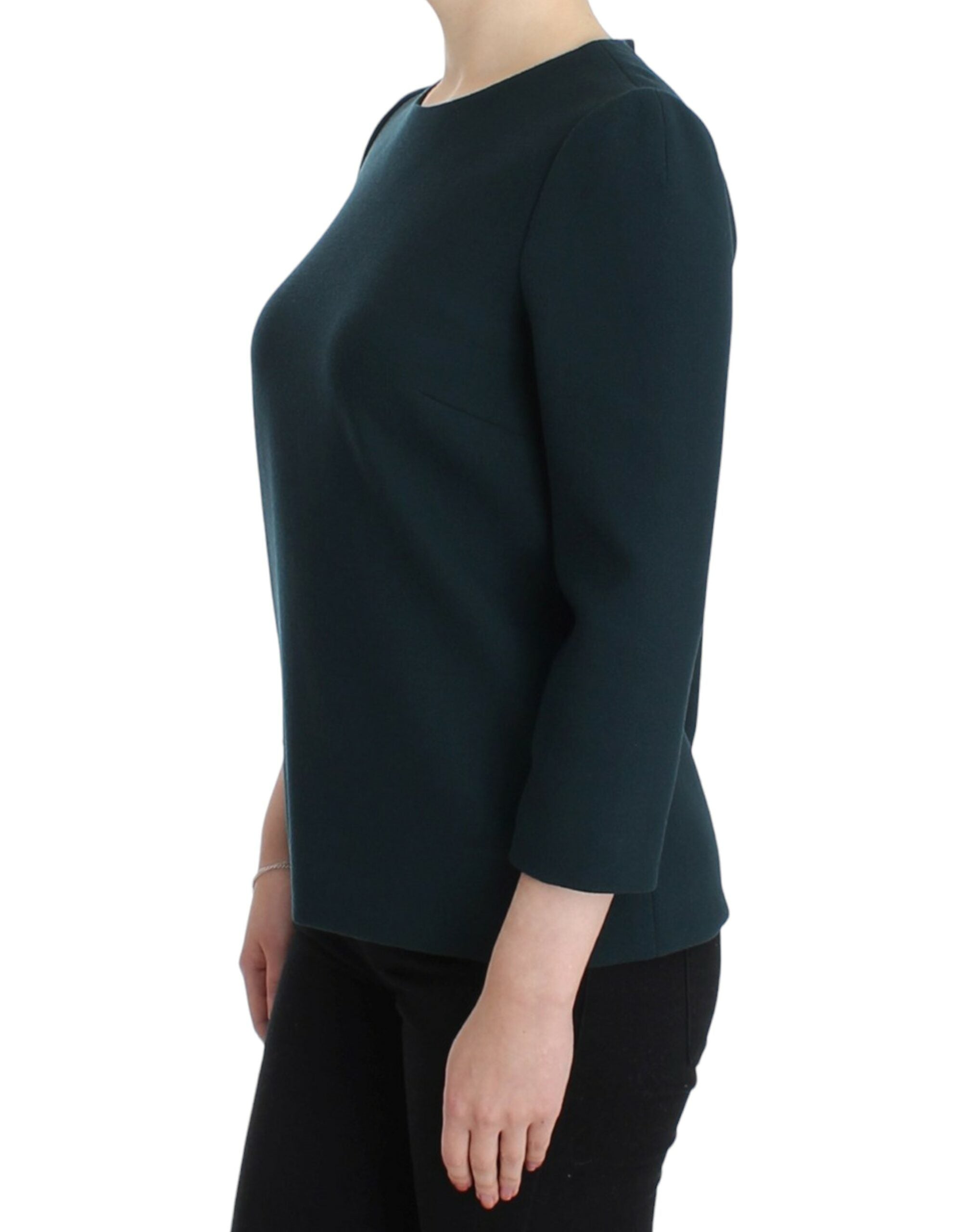 Groene wollen blouse met 3/4 mouwen