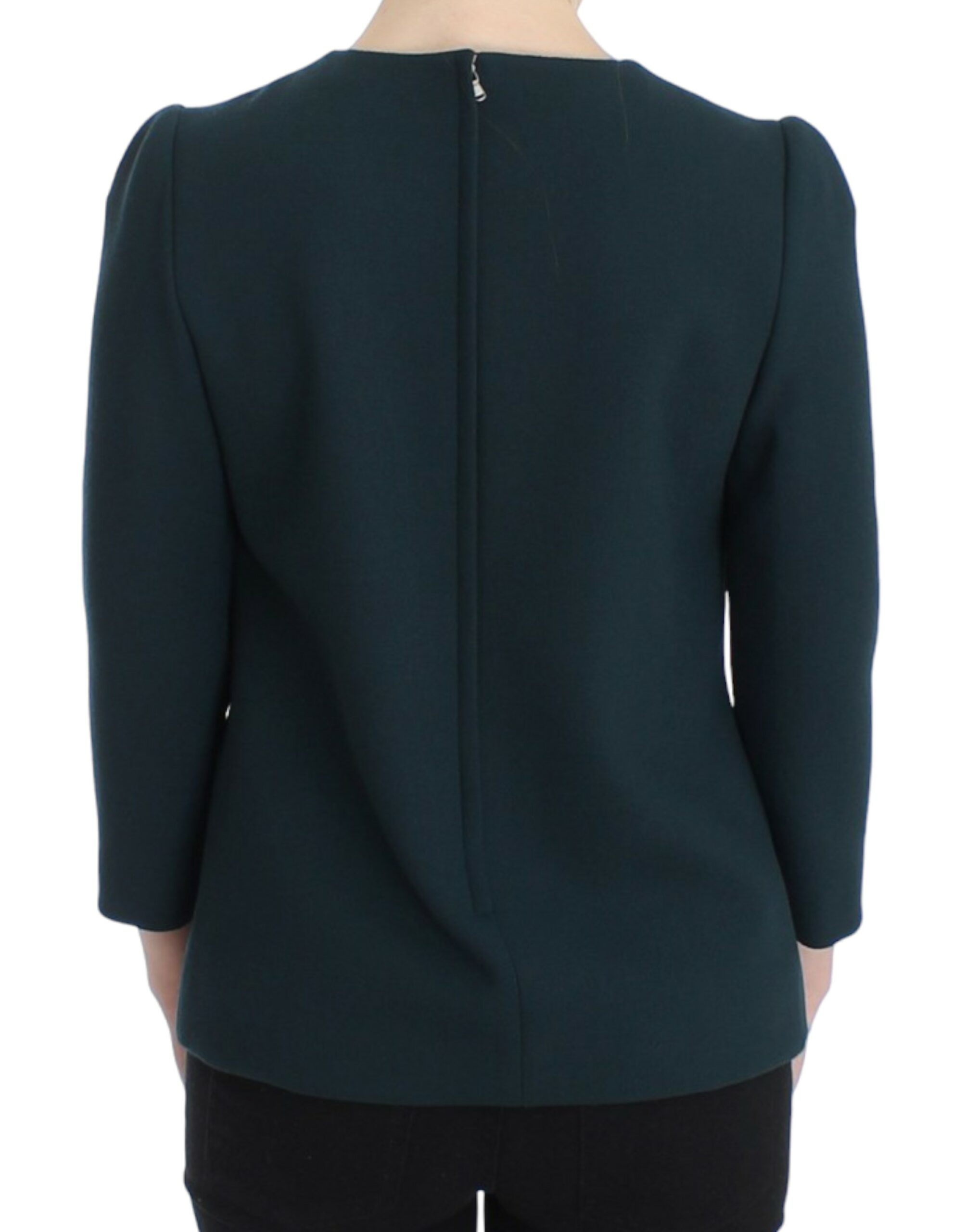Groene wollen blouse met 3/4 mouwen