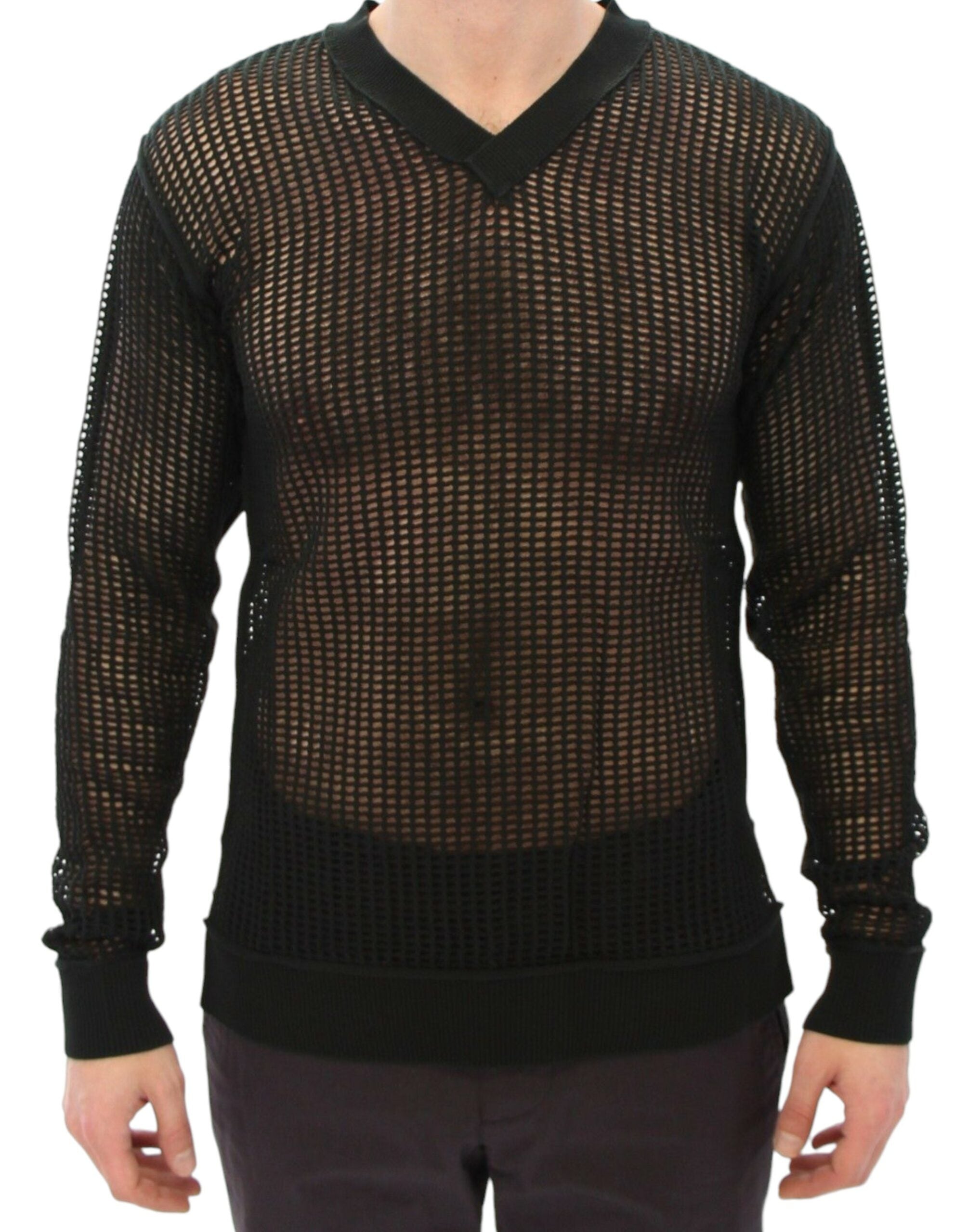Donkergroene Runway Netz Pullover Netted Sweater