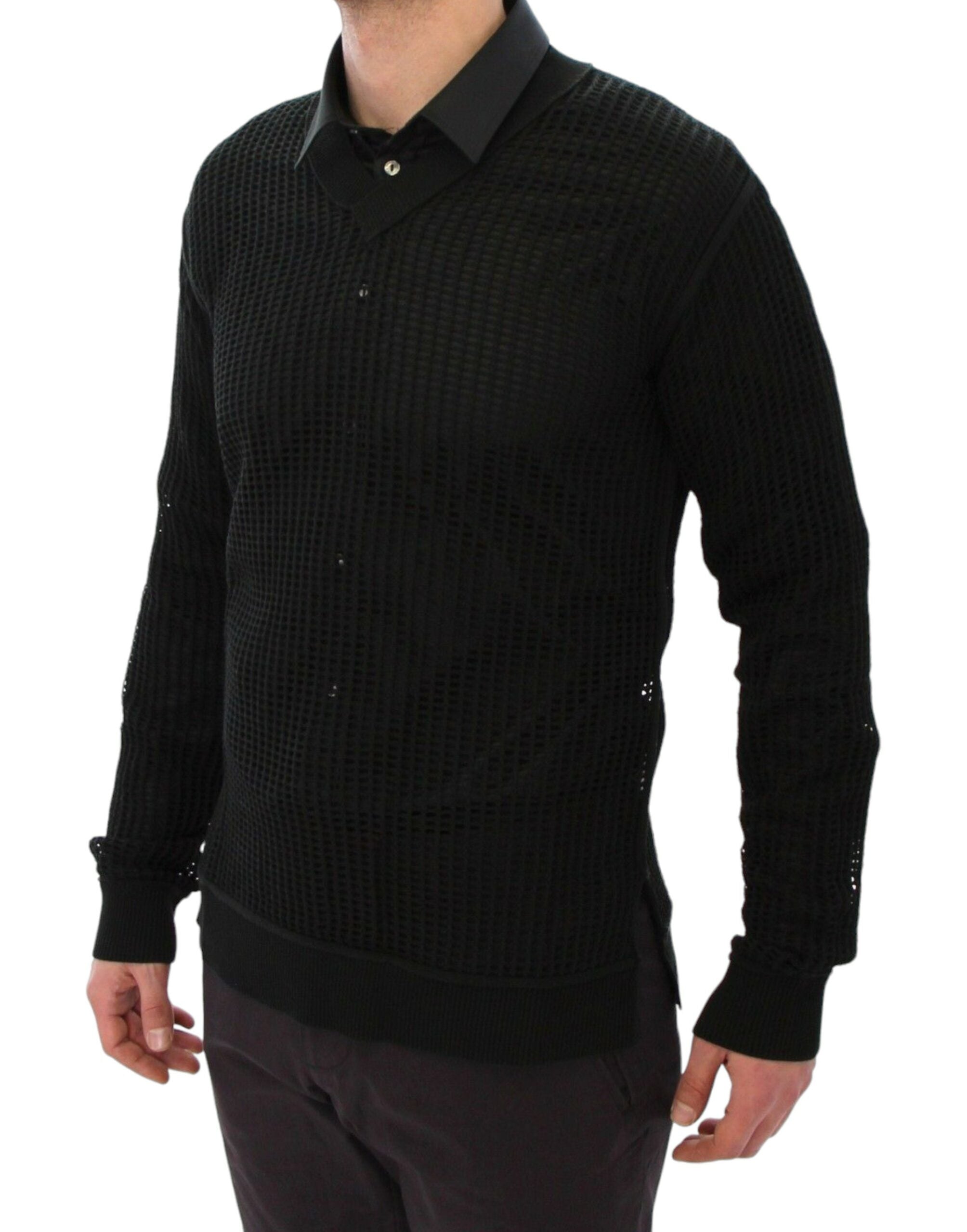 Donkergroene Runway Netz Pullover Netted Sweater