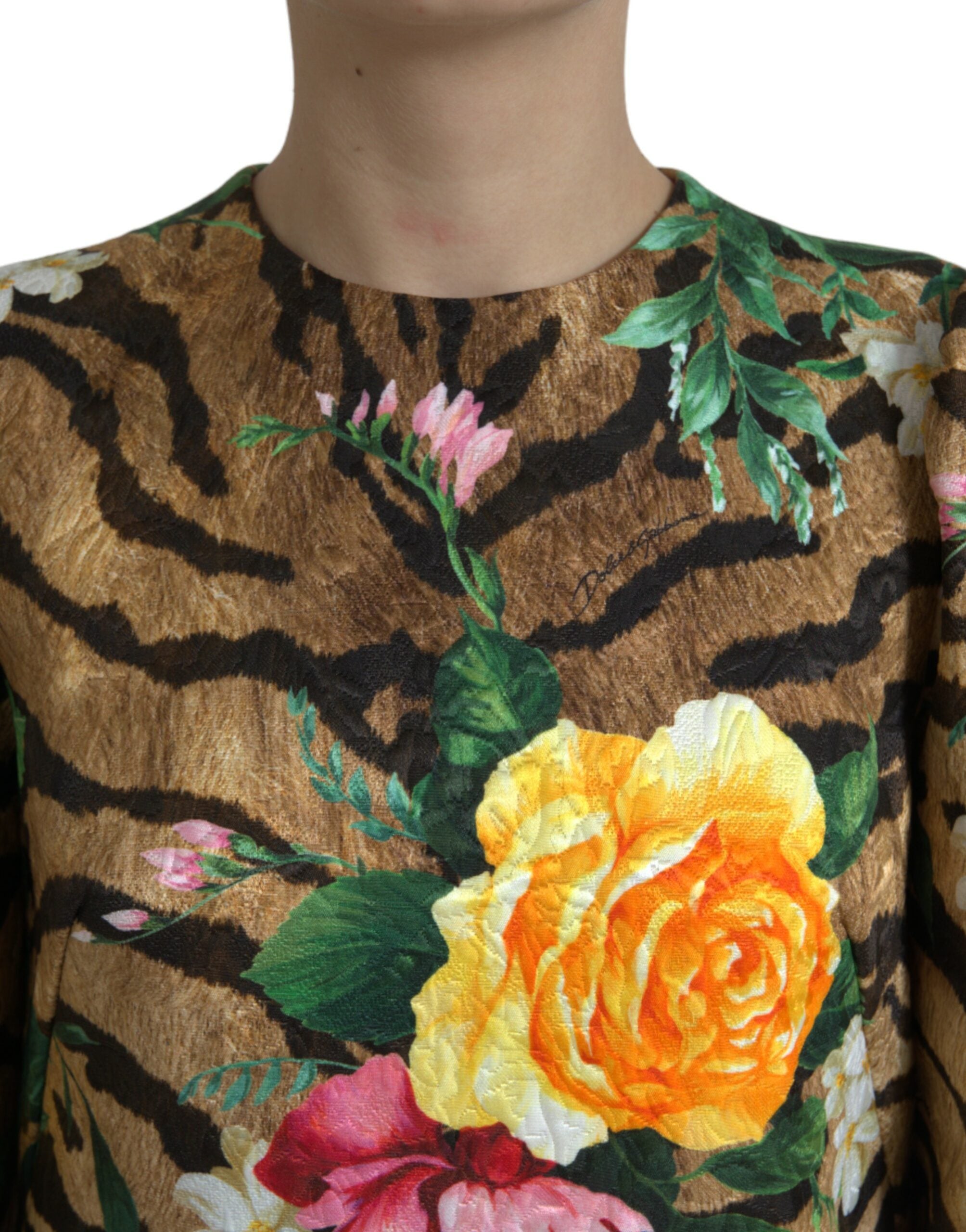 Multicolor tijger bloemenprint shift mini-jurk