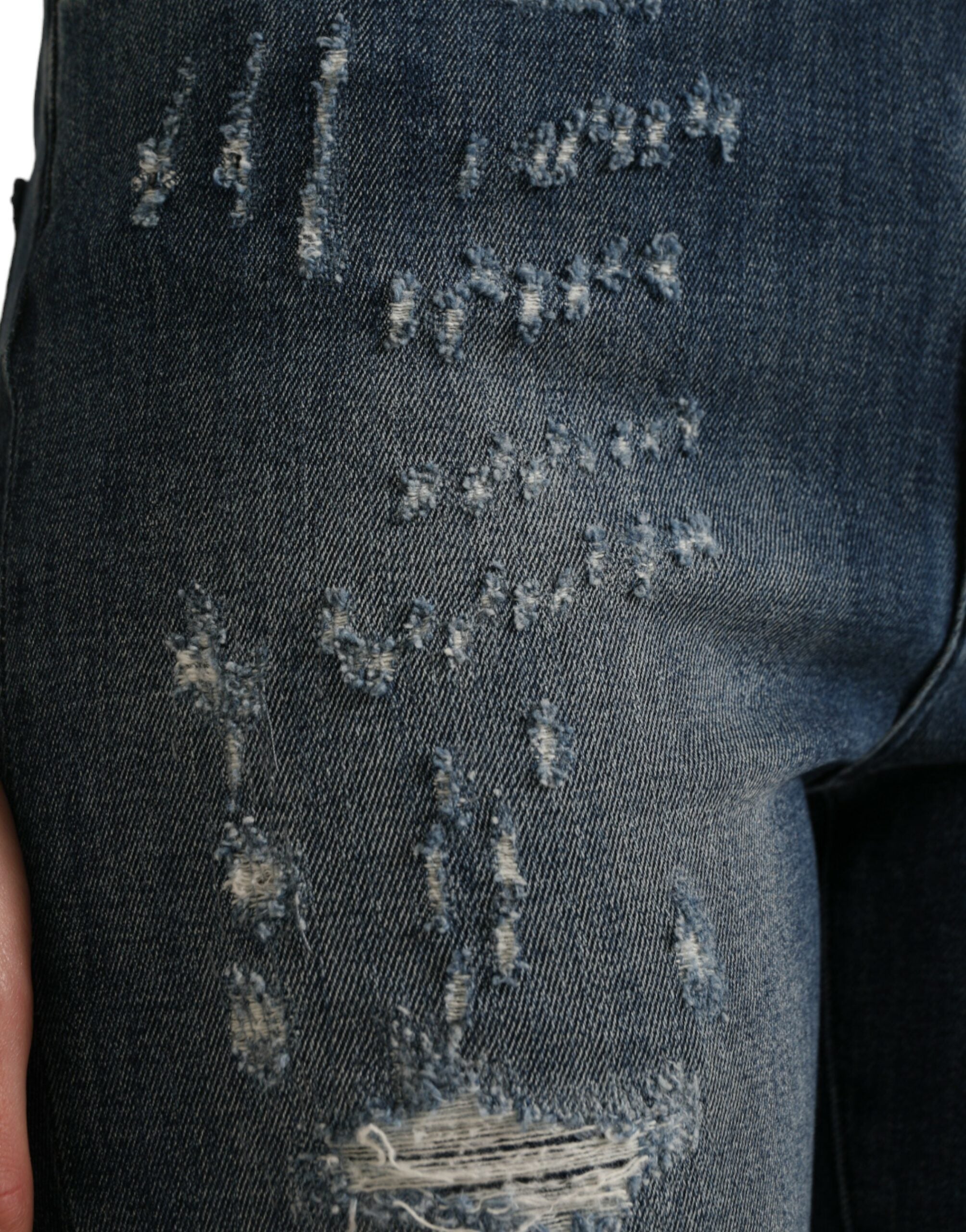 Donkerblauwe versleten GRACE skinny denim jeans