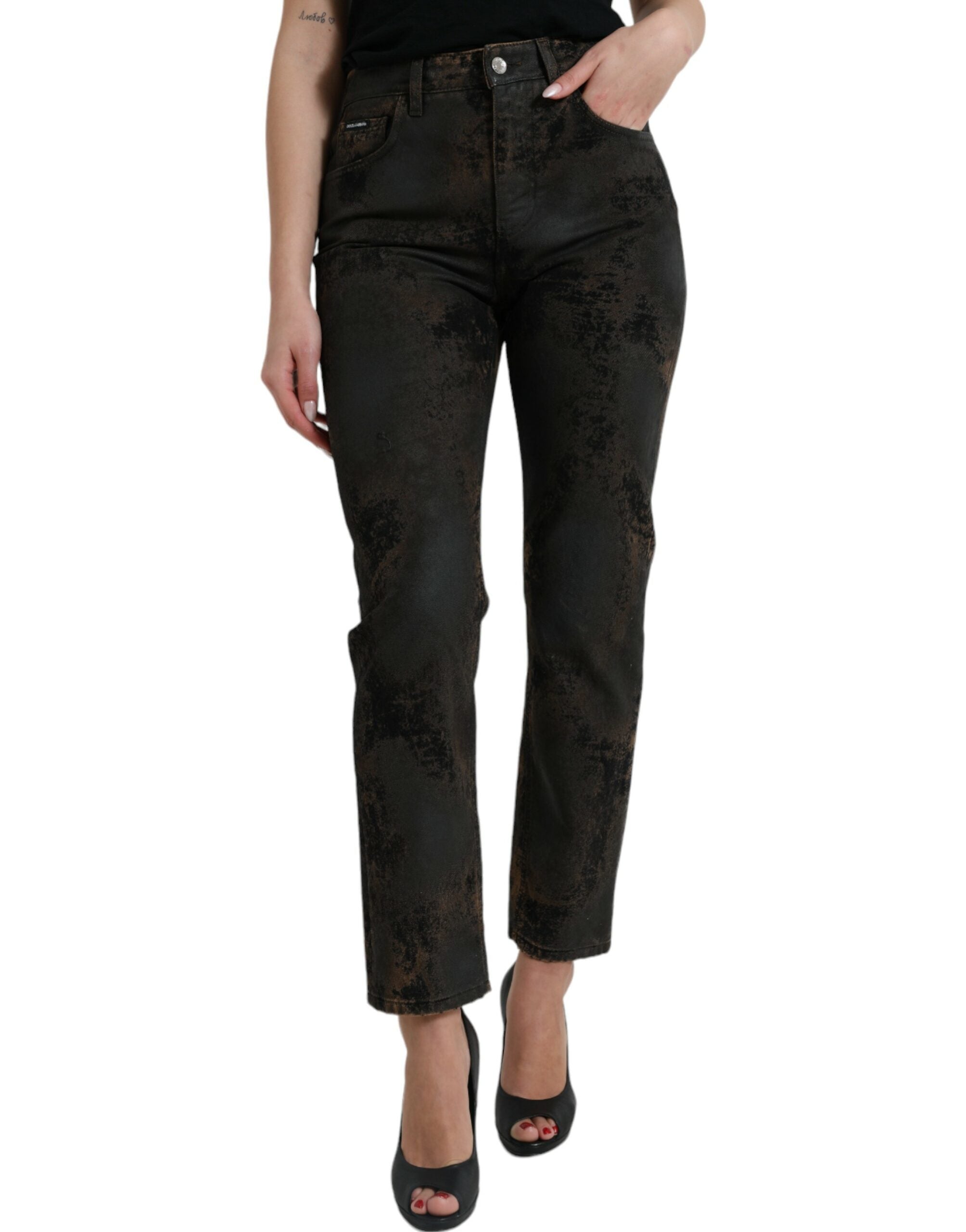 Bruine BOYFRIEND Mid Waist Katoenen Denim Jeans