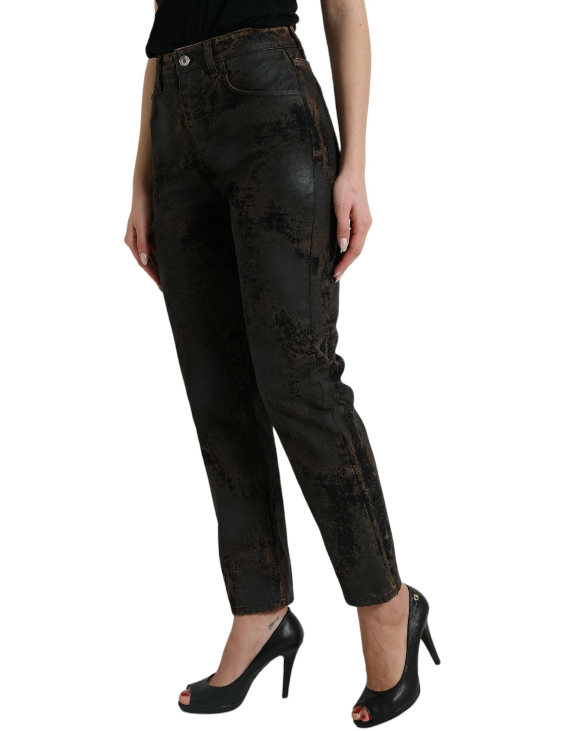 Bruine BOYFRIEND Mid Waist Katoenen Denim Jeans