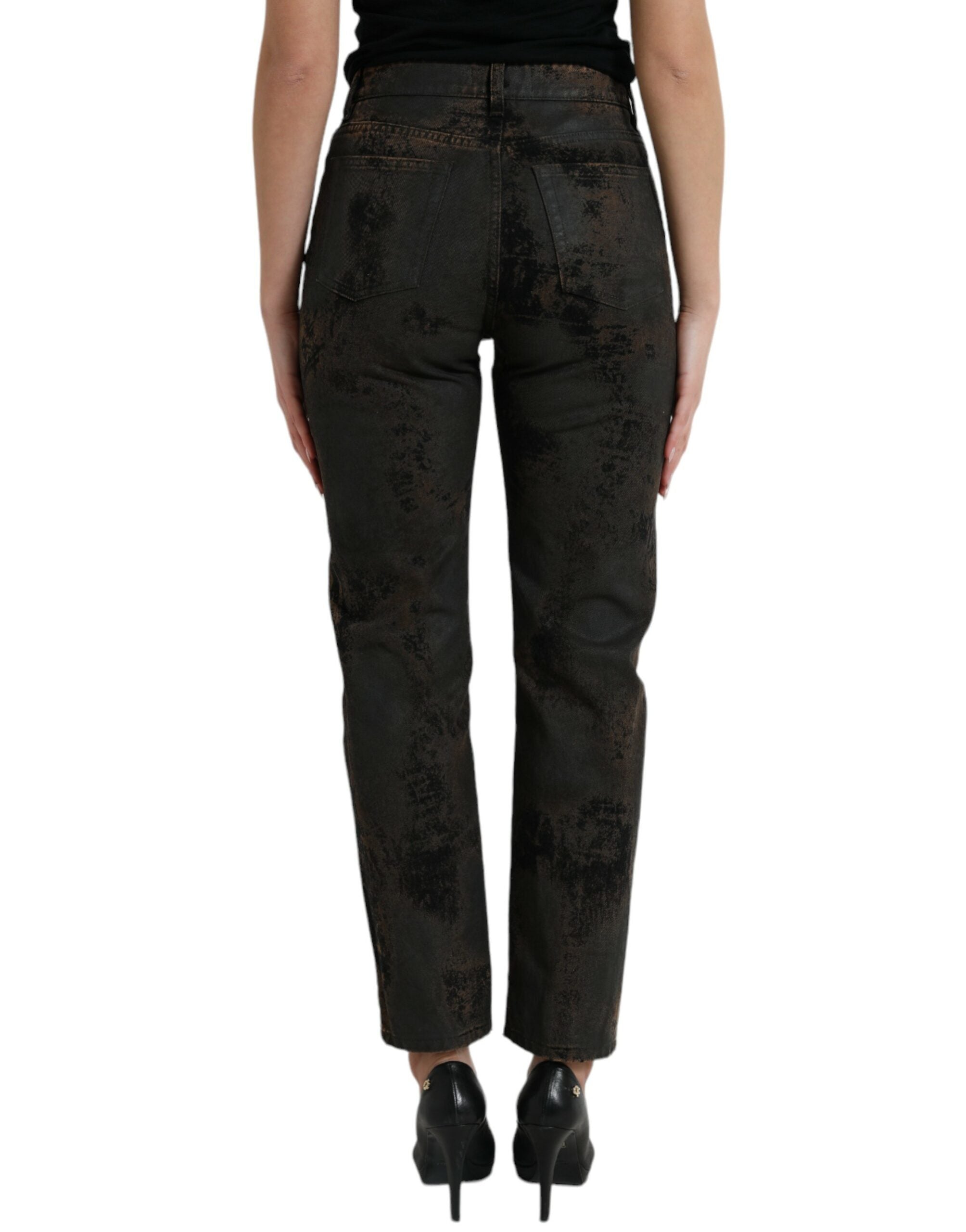 Bruine BOYFRIEND Mid Waist Katoenen Denim Jeans