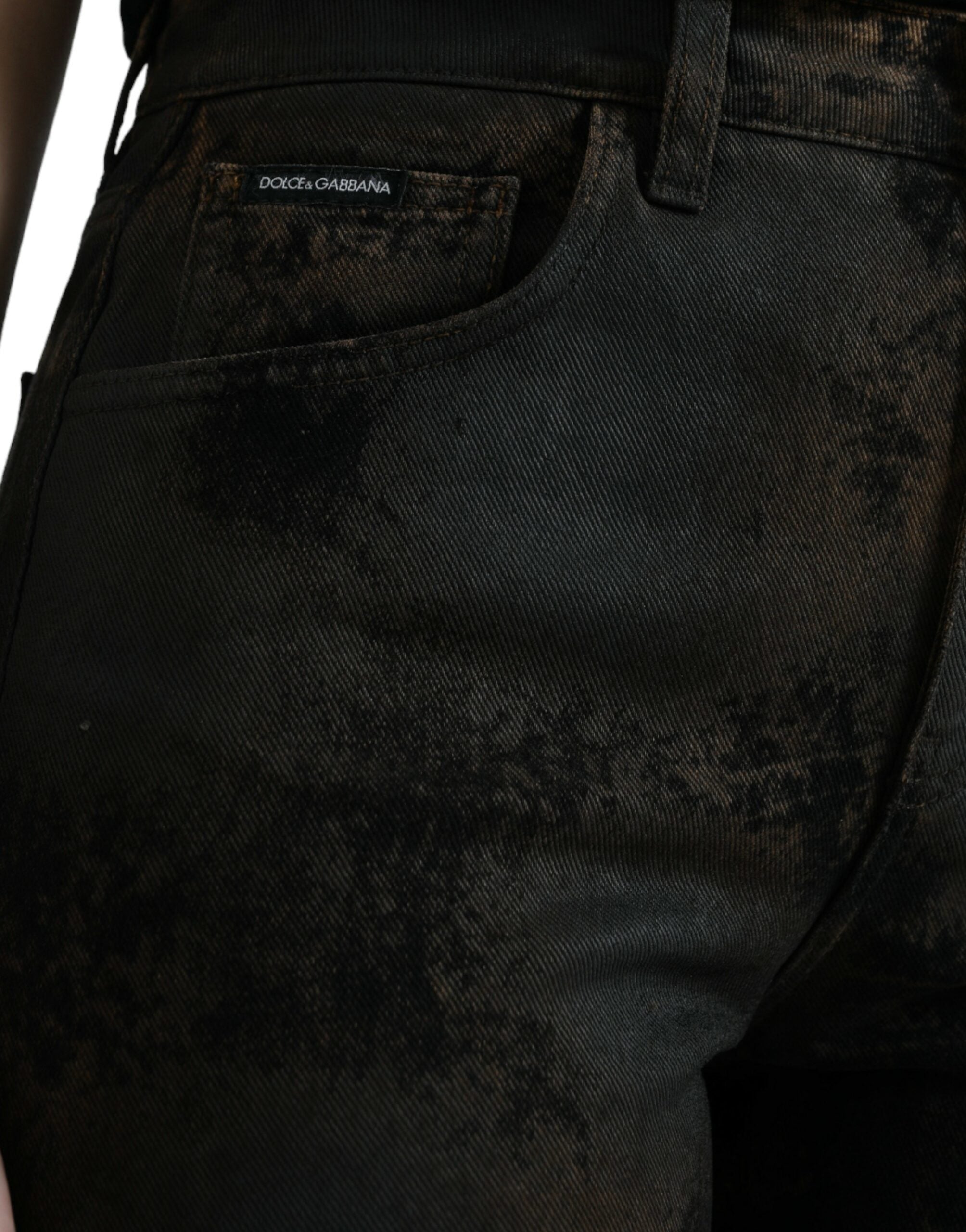 Bruine BOYFRIEND Mid Waist Katoenen Denim Jeans
