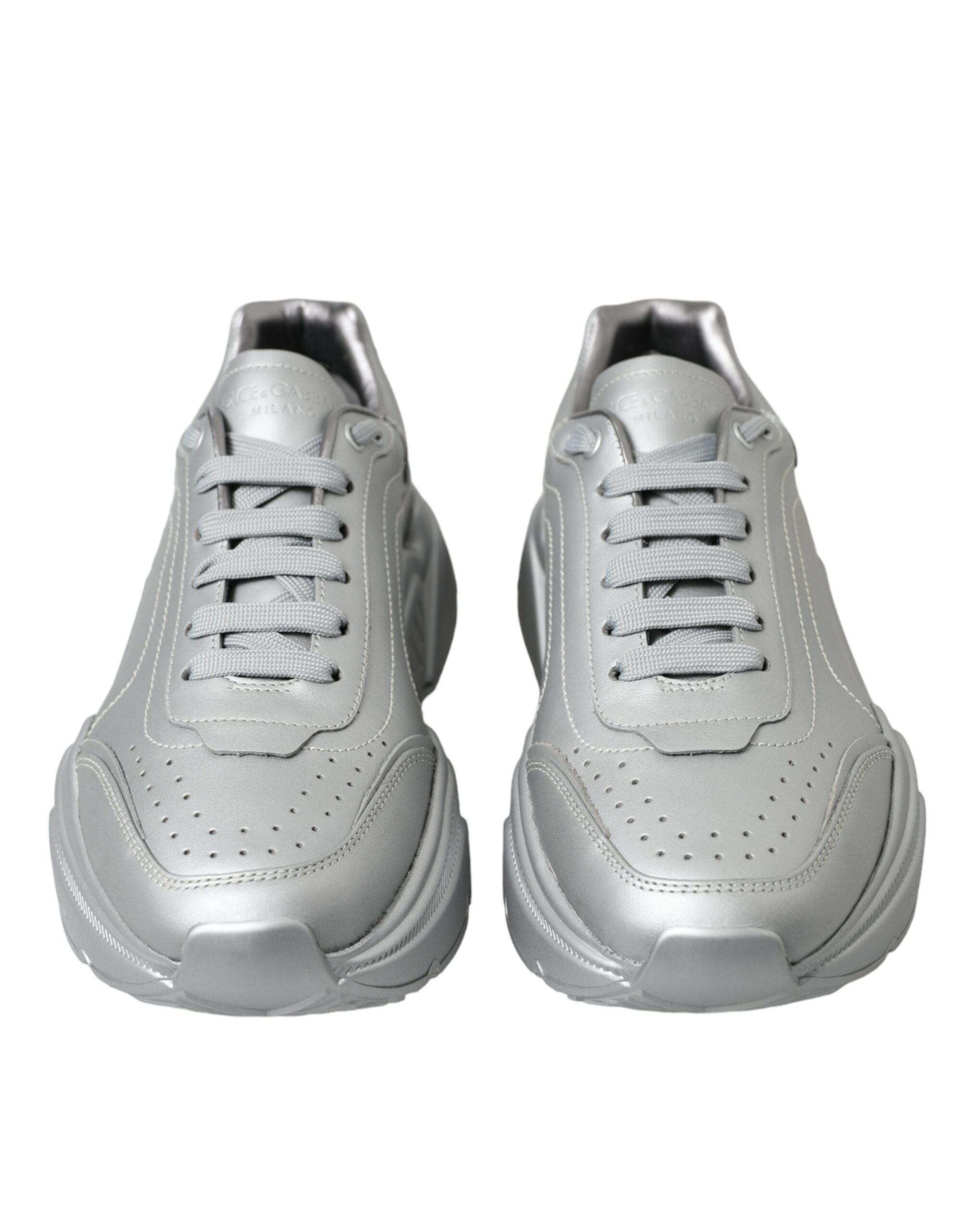 Zilveren DAYMASTER leren heren casual sneakers