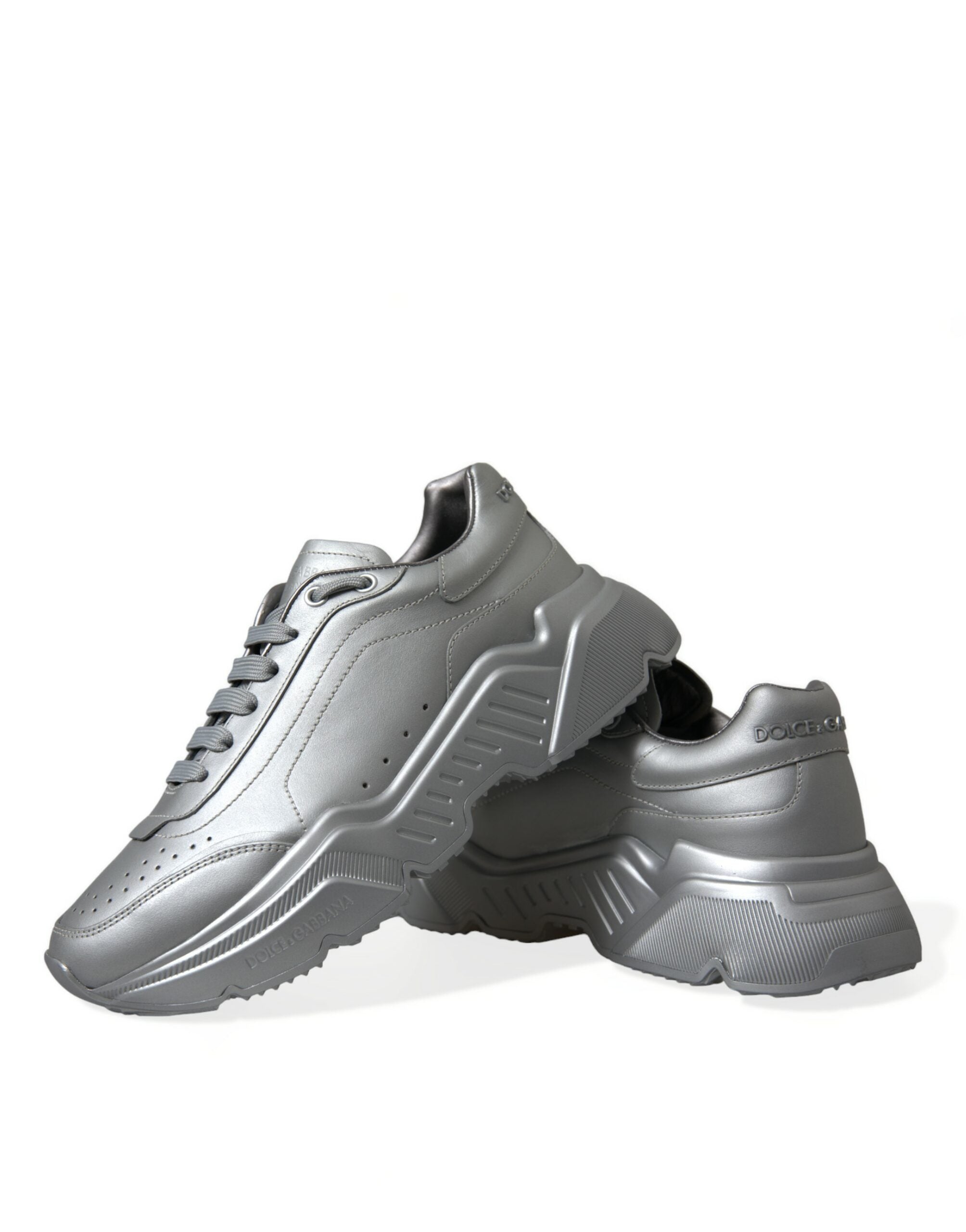 Zilveren DAYMASTER leren heren casual sneakers