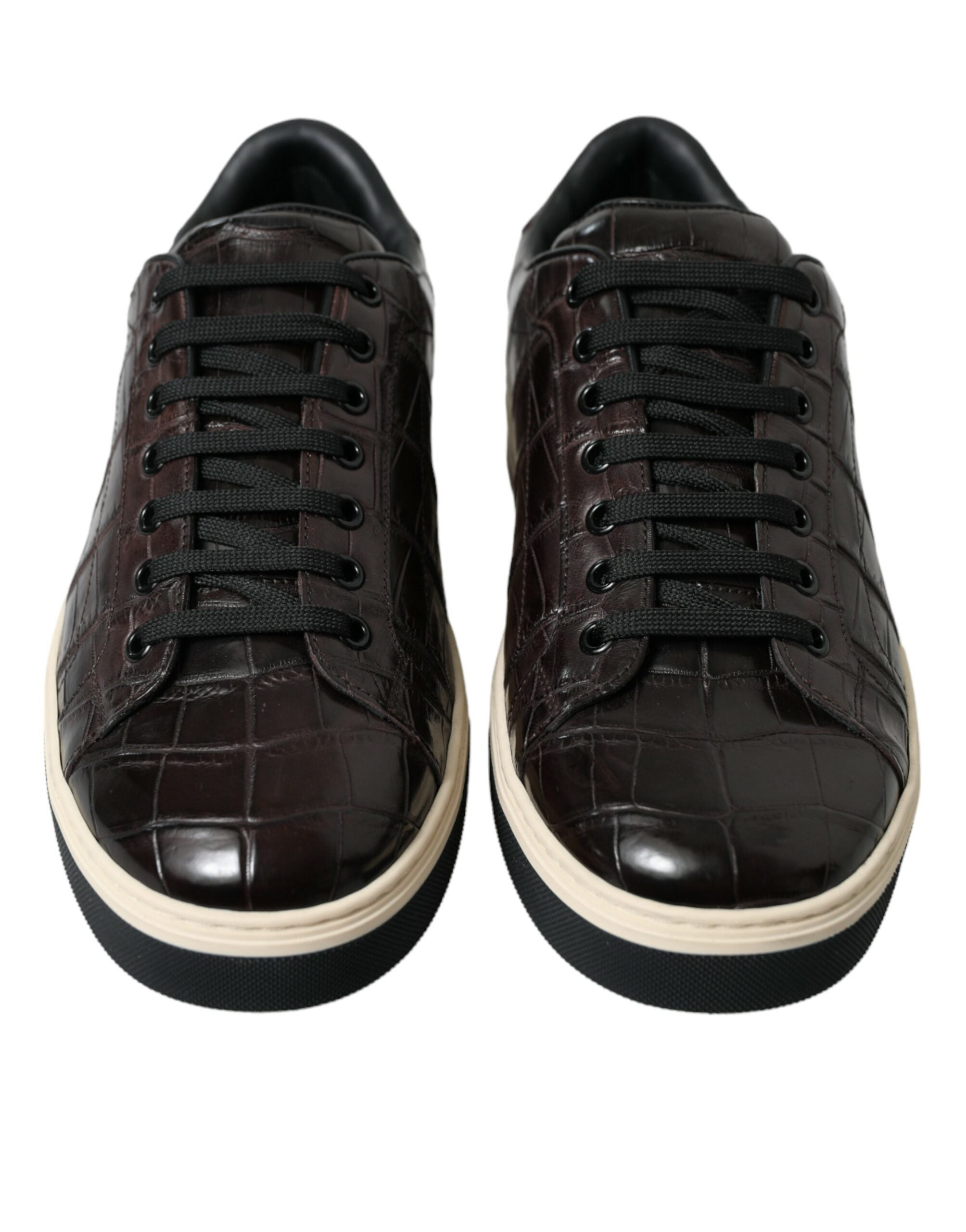 Bruine Croc Exotic leren heren casual sneakers