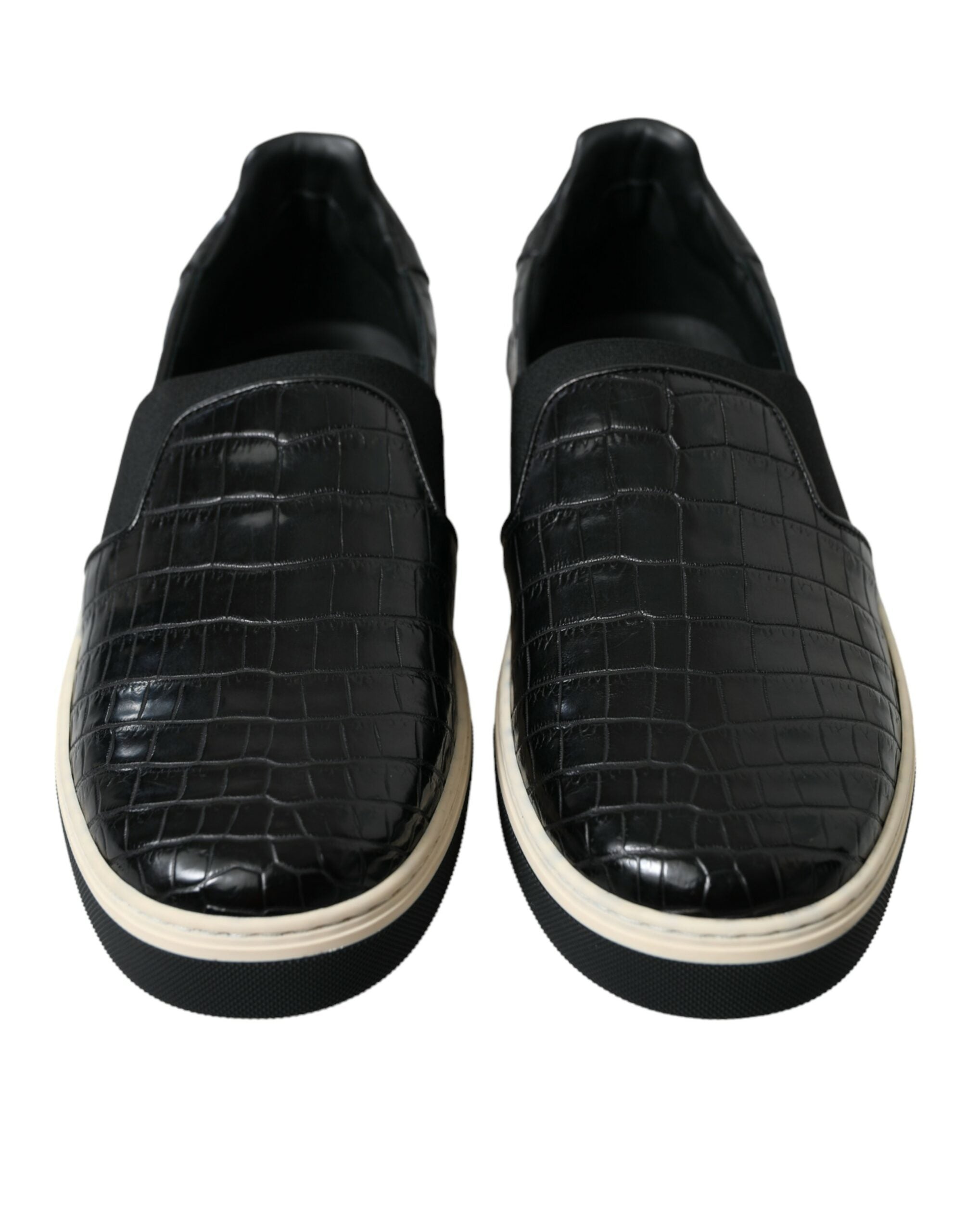 Zwarte Croc Exotic leren sneakers