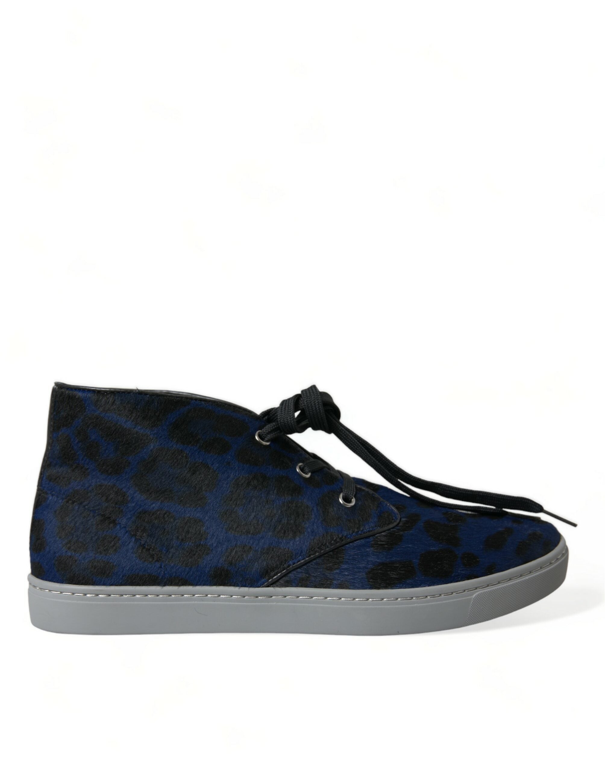 Blauwe kalfsleren luipaard mid-top sneakers