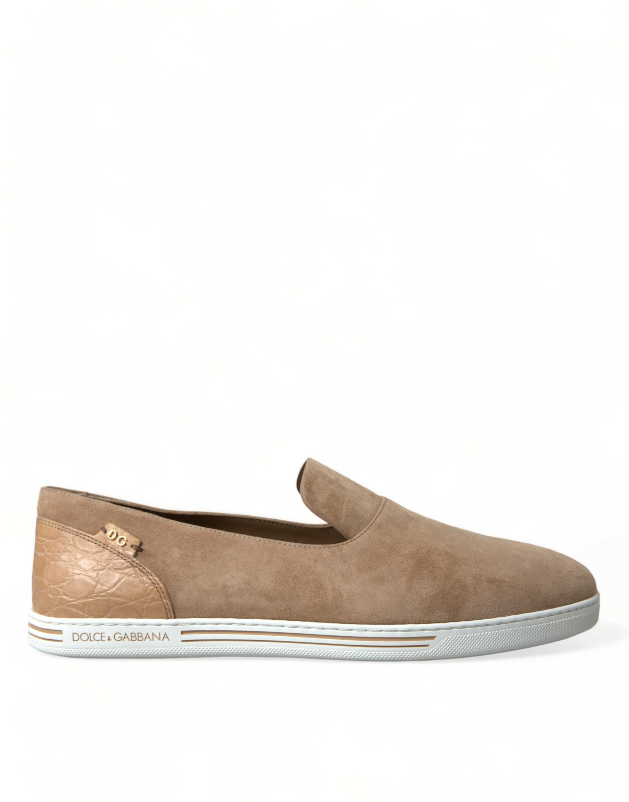 Beige suède Caiman heren loafers pantoffels schoenen