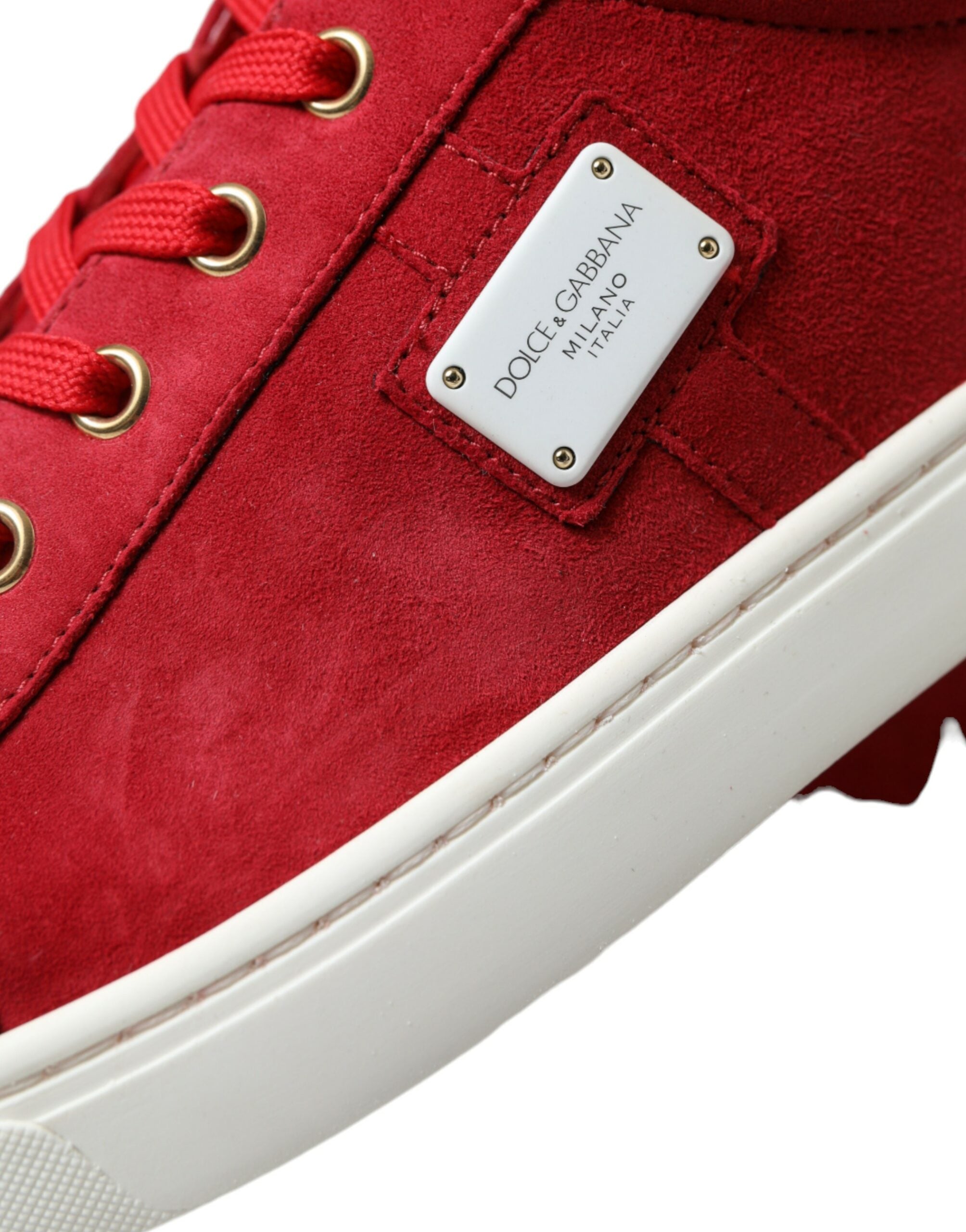 Rode suède leren heren lage sneakers