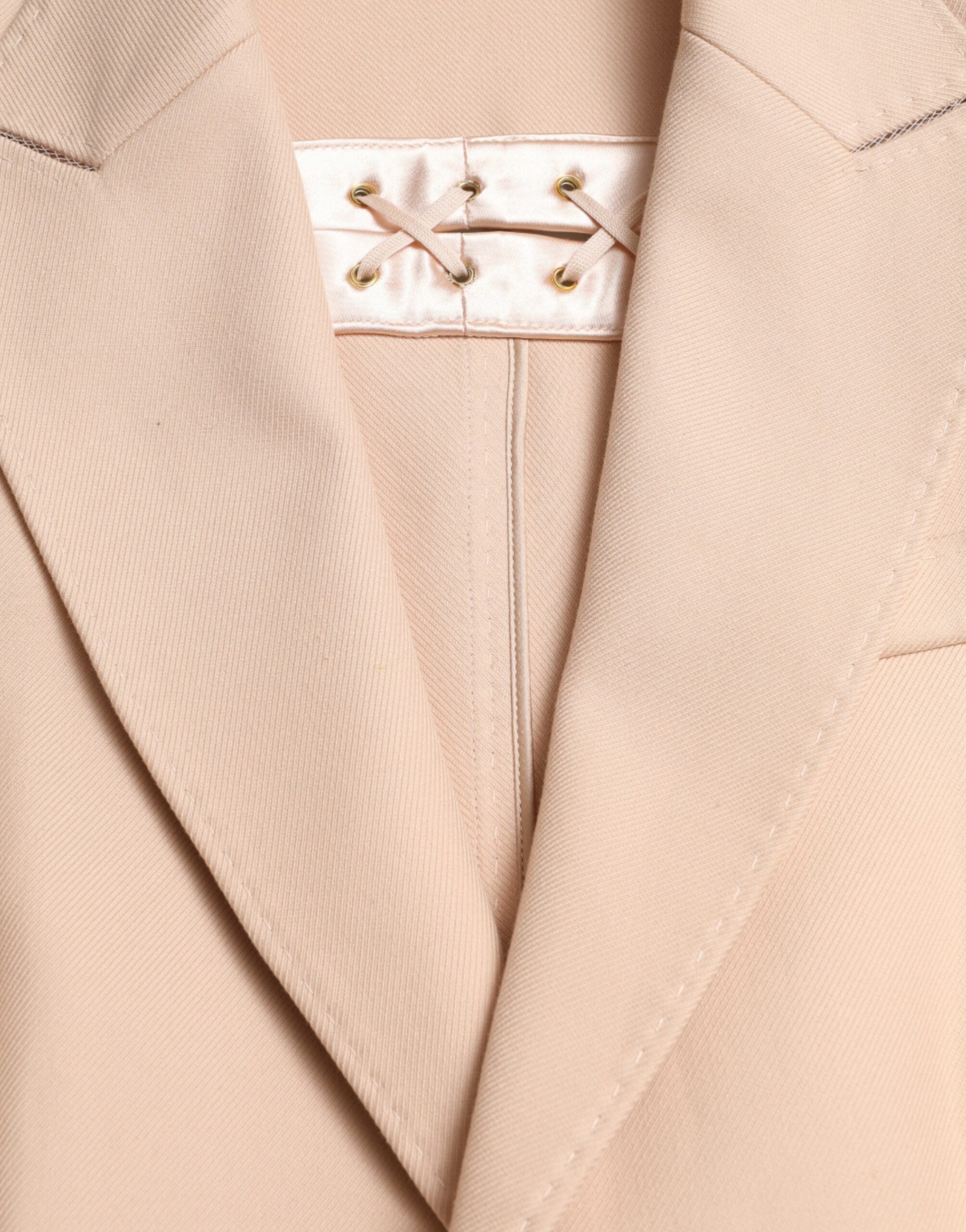 Beige katoenen enkelrijs lange jas