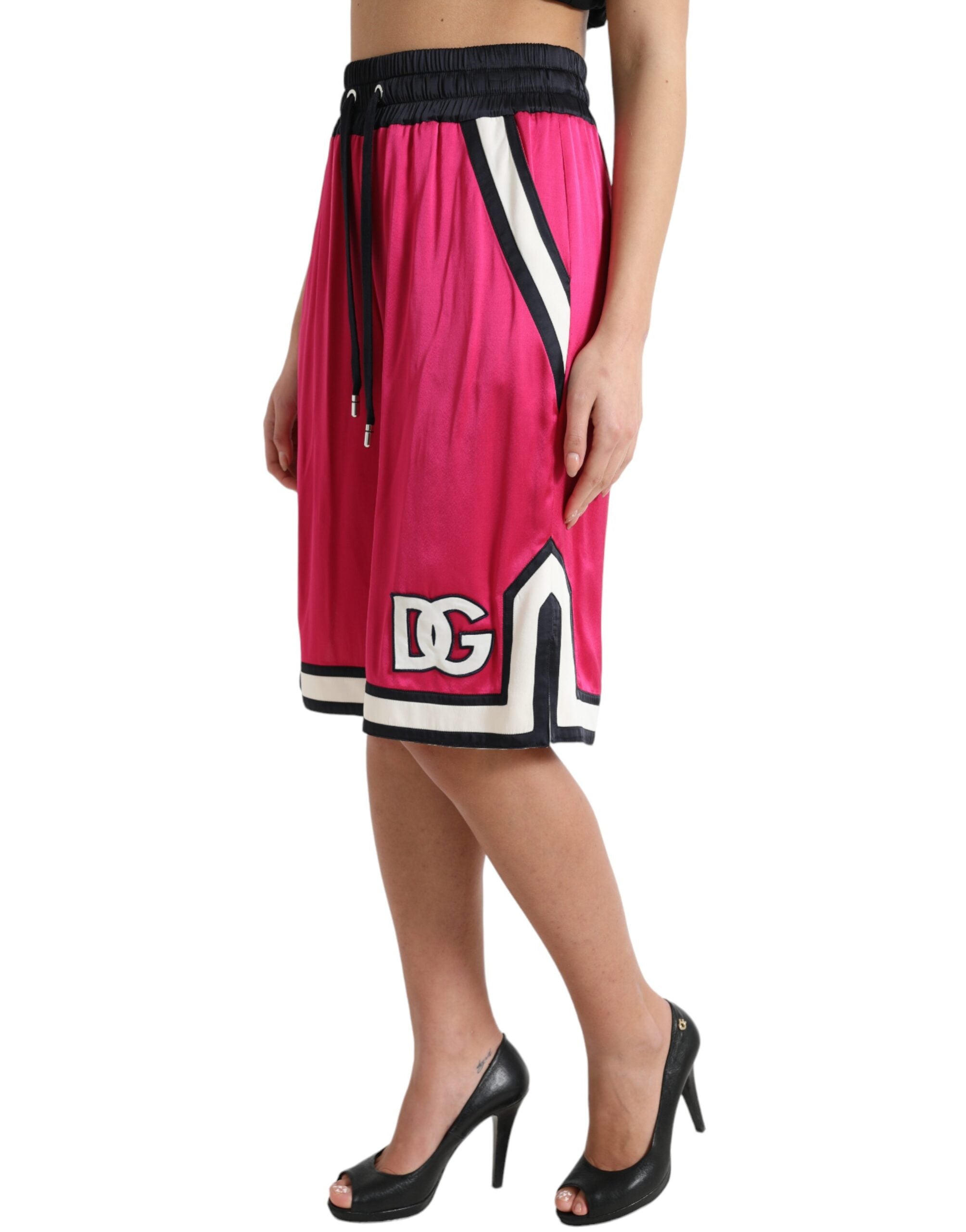 Roze viscose jersey logo hoge taille shorts
