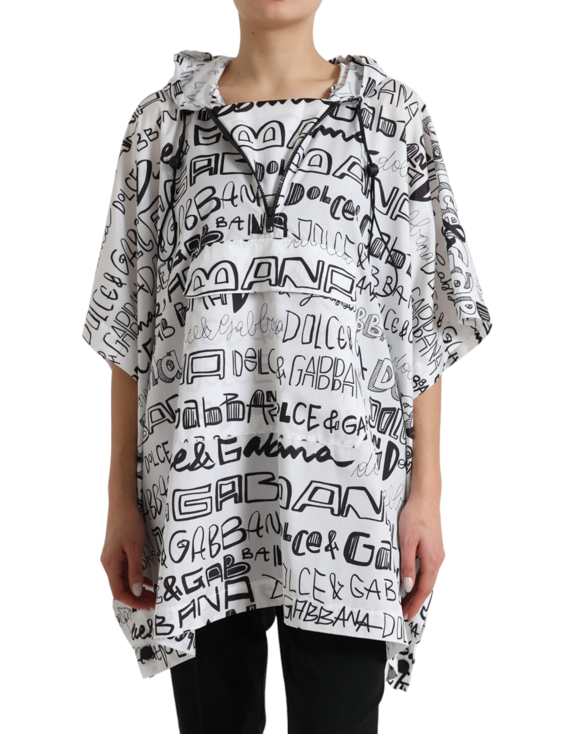 Witte hoodie met logoprint en capuchon