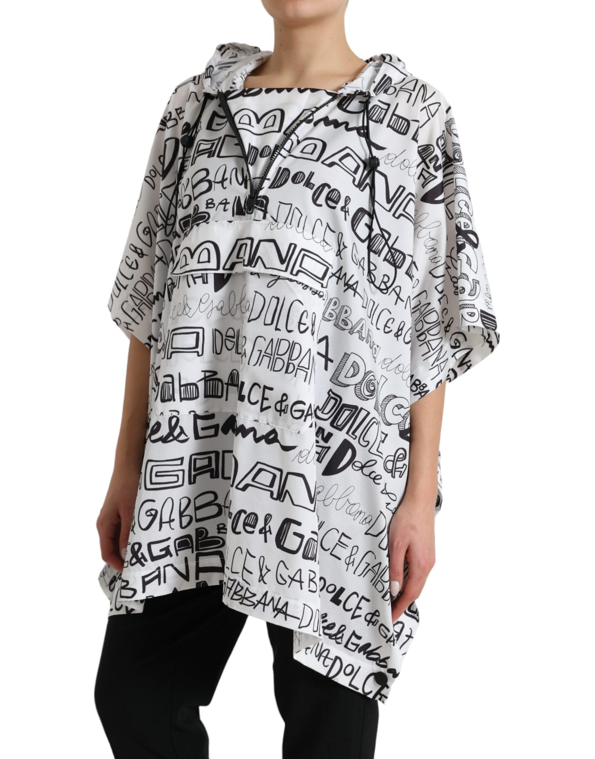 Witte hoodie met logoprint en capuchon