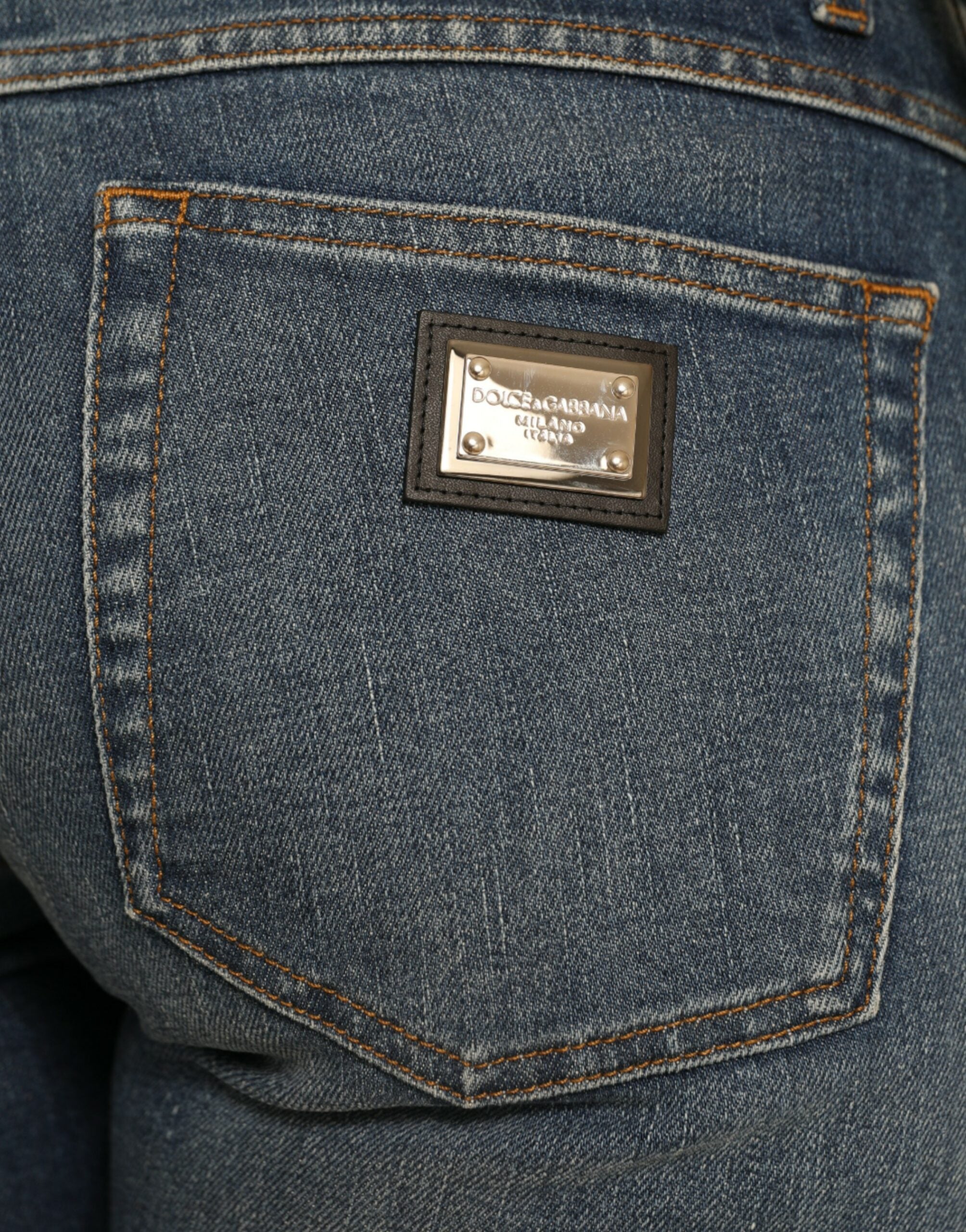 Blauwe BOYFRIEND Mid Waist Katoenen Denim Jeans