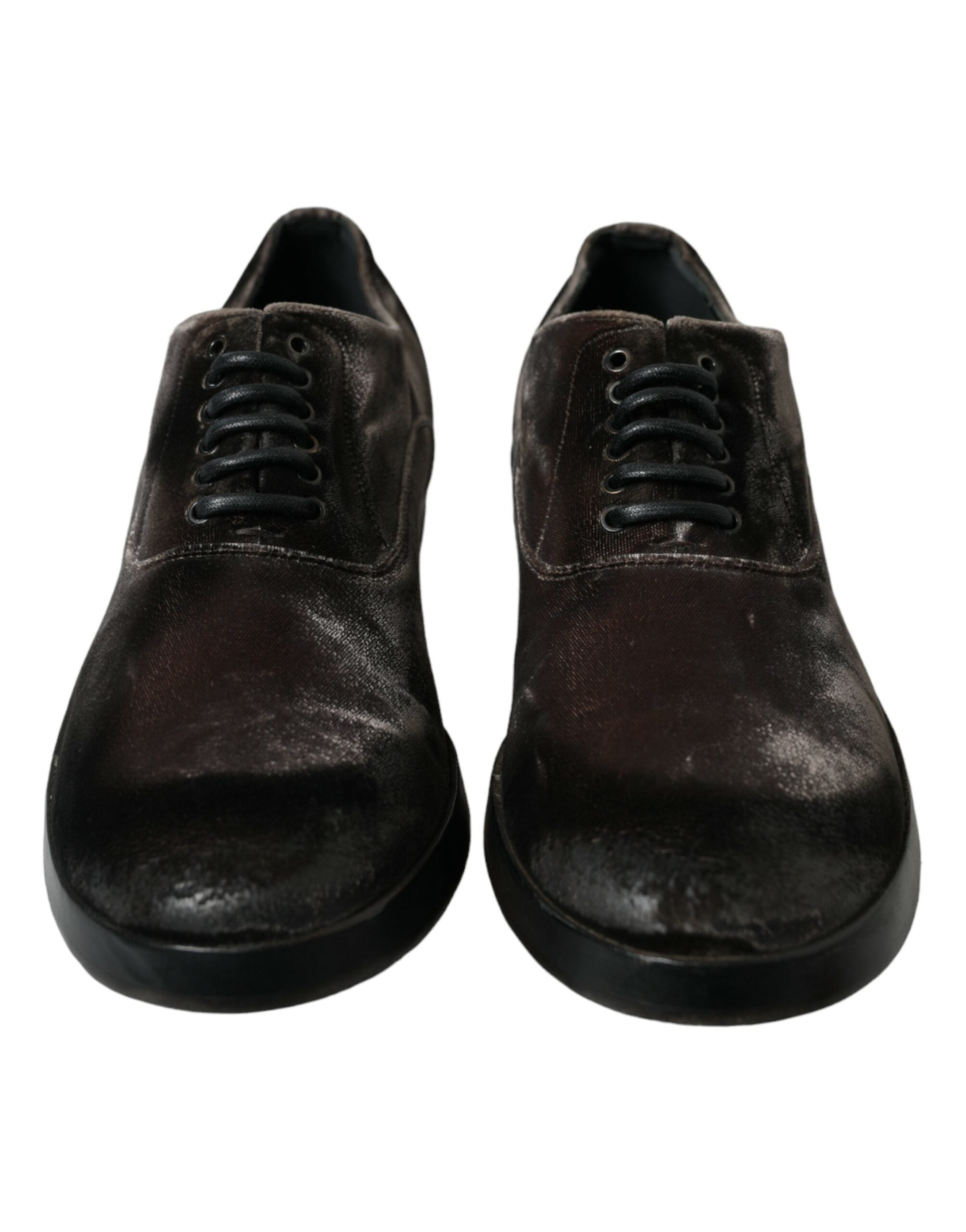 Bruine fluwelen Oxford veterschoenen voor heren