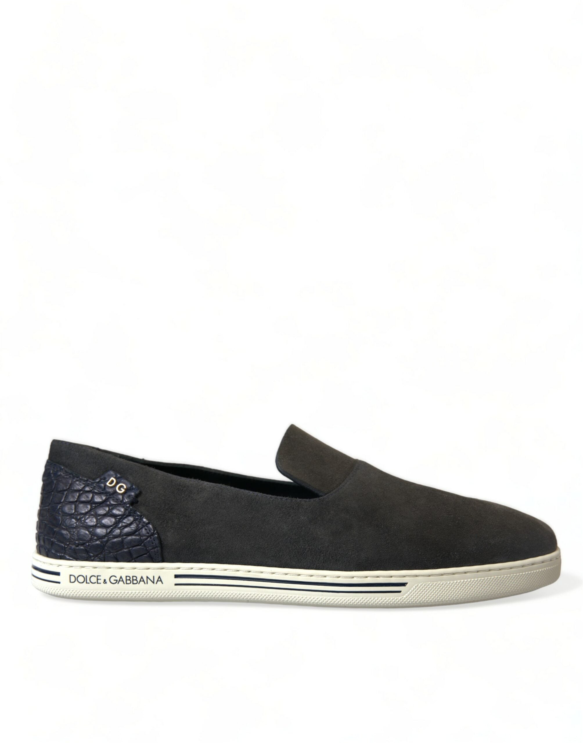 Blauwe suède Caiman heren loafers pantoffels