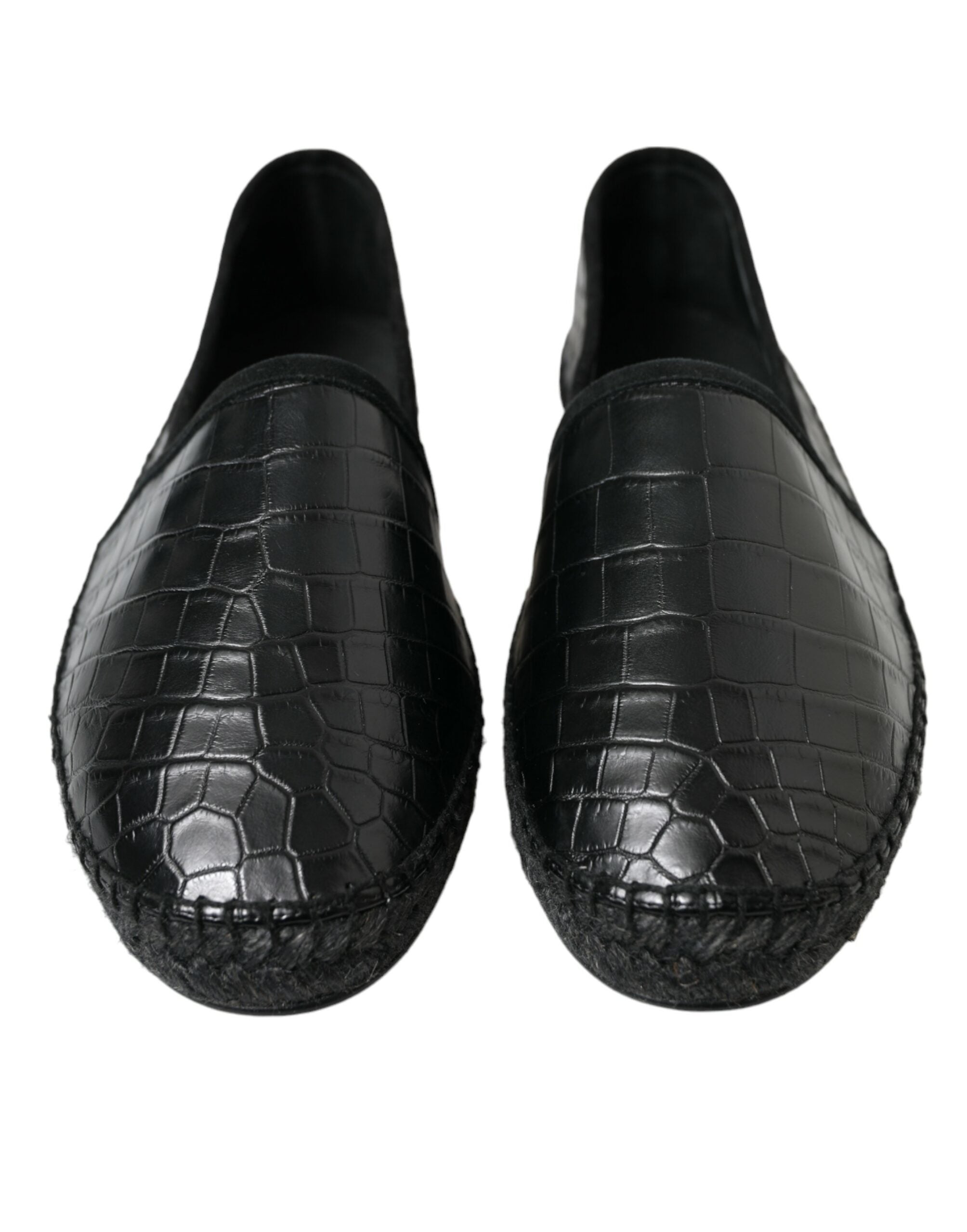 Zwarte exotische leren espadrilles instappers