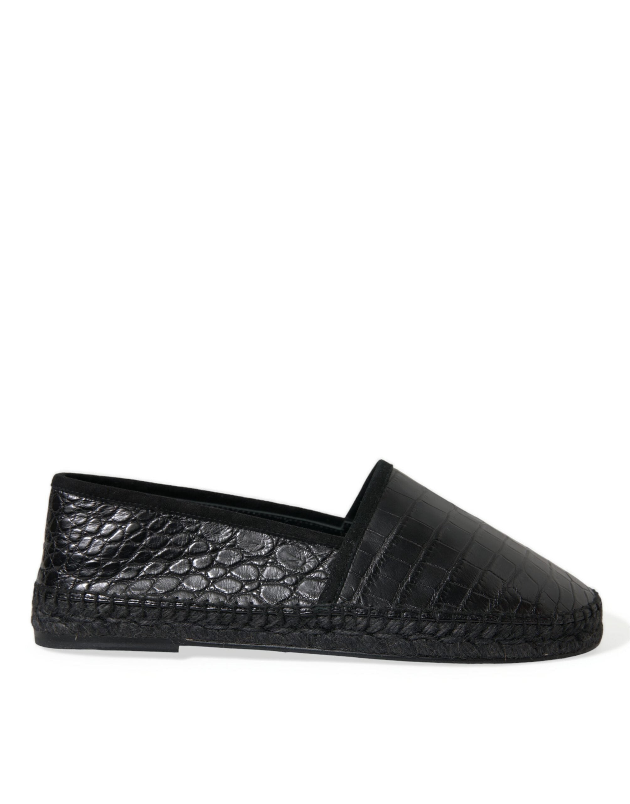 Zwarte exotische leren espadrilles instappers