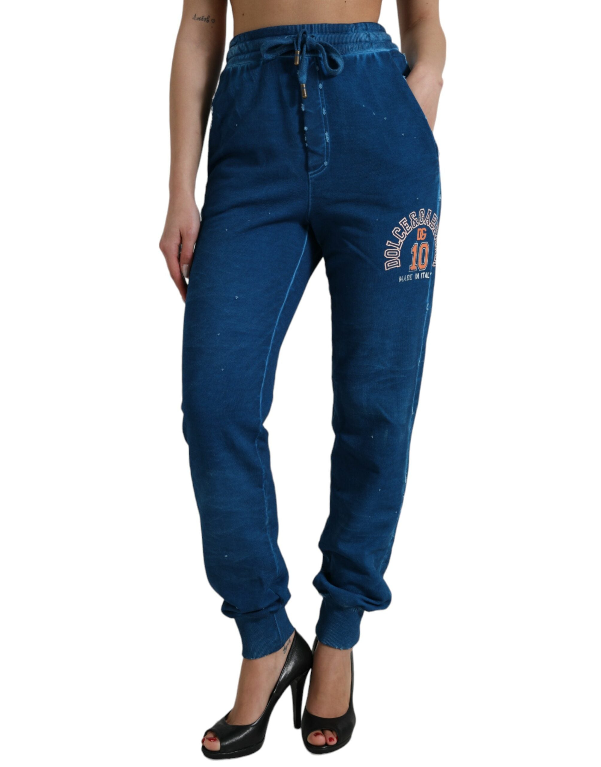 Blauwe logo katoenen joggingbroek met joggingbroek
