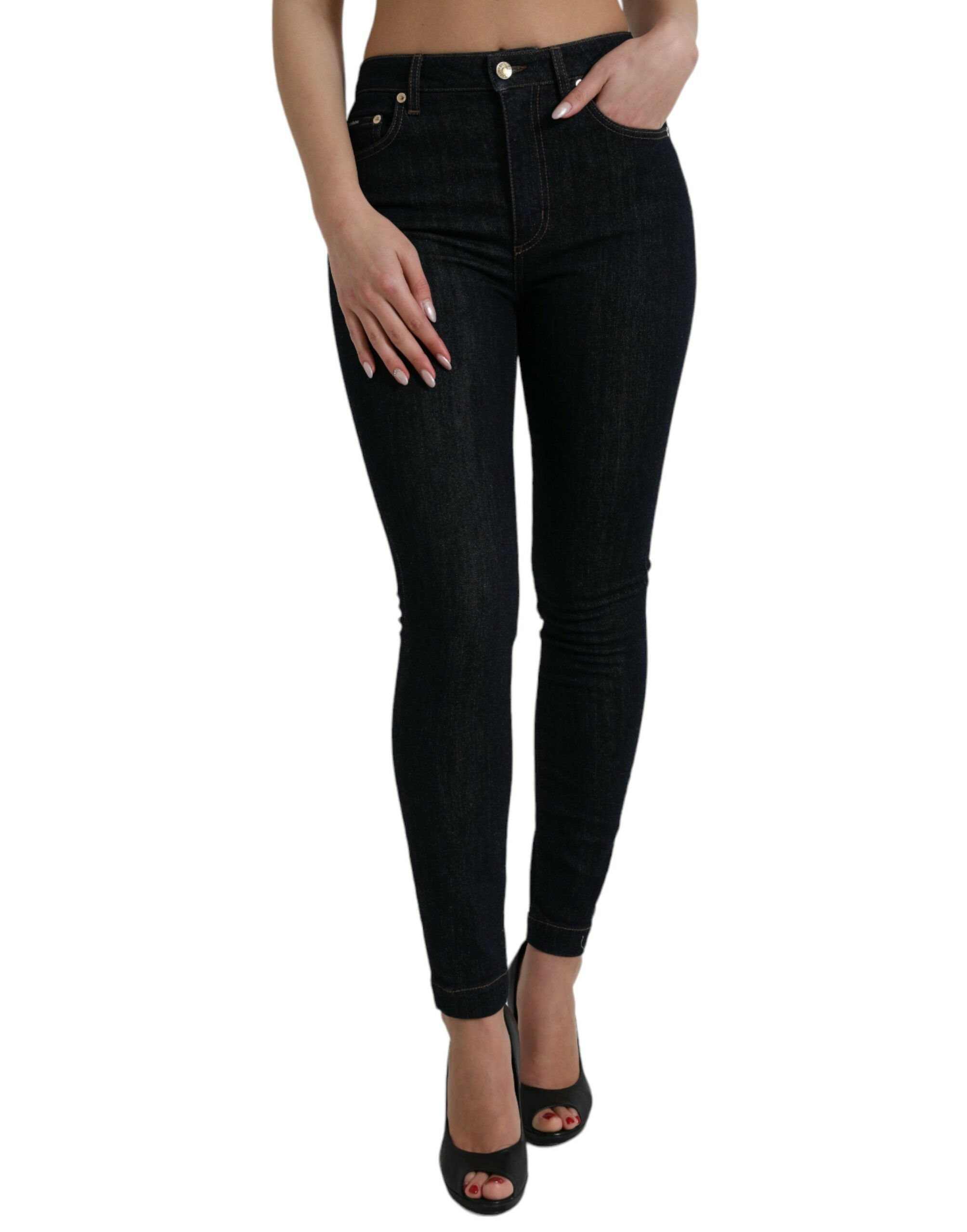 Blauwe katoenen stretch denim skinny jeans