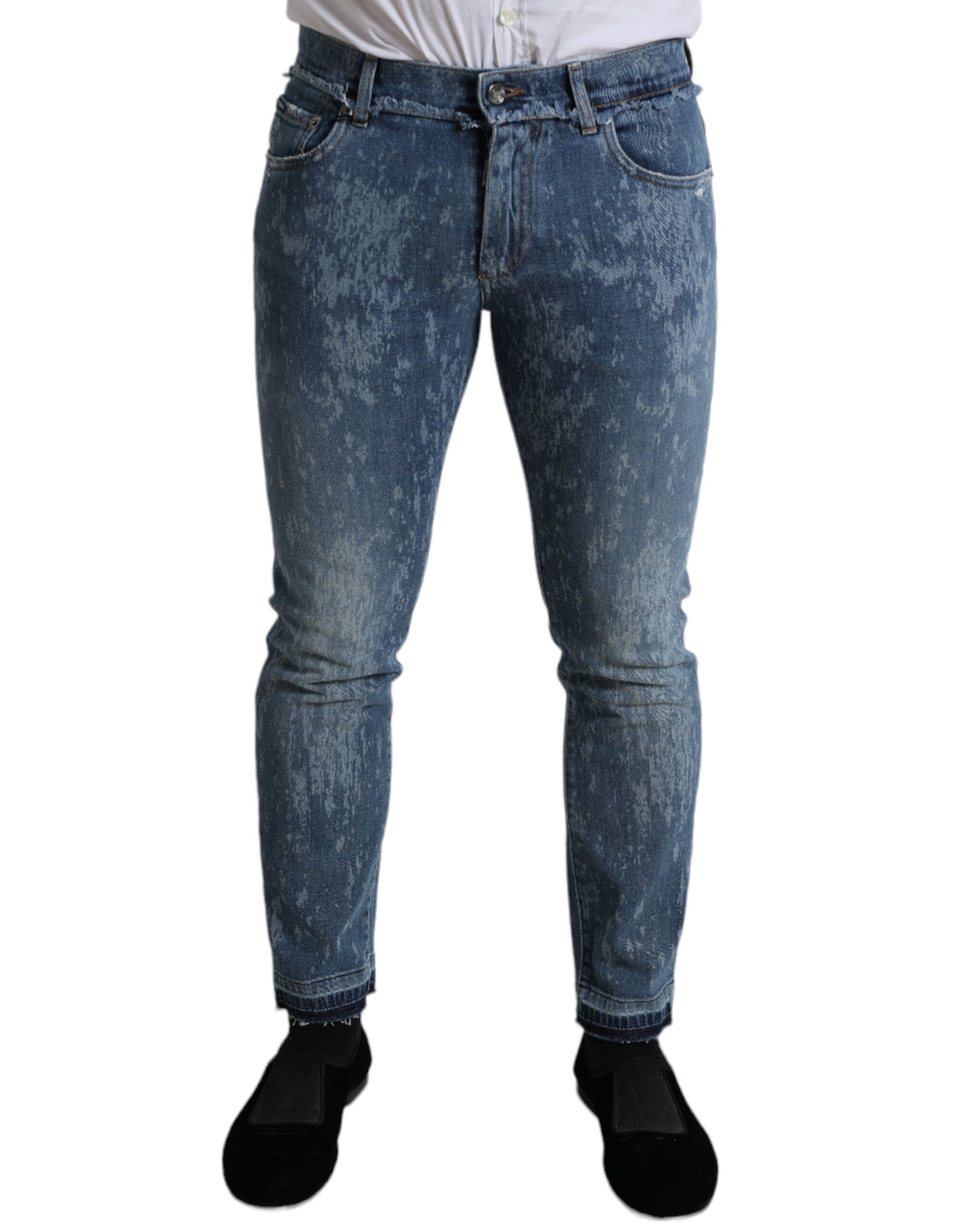 Blauwe gewassen skinny katoenen stretch denim jeans