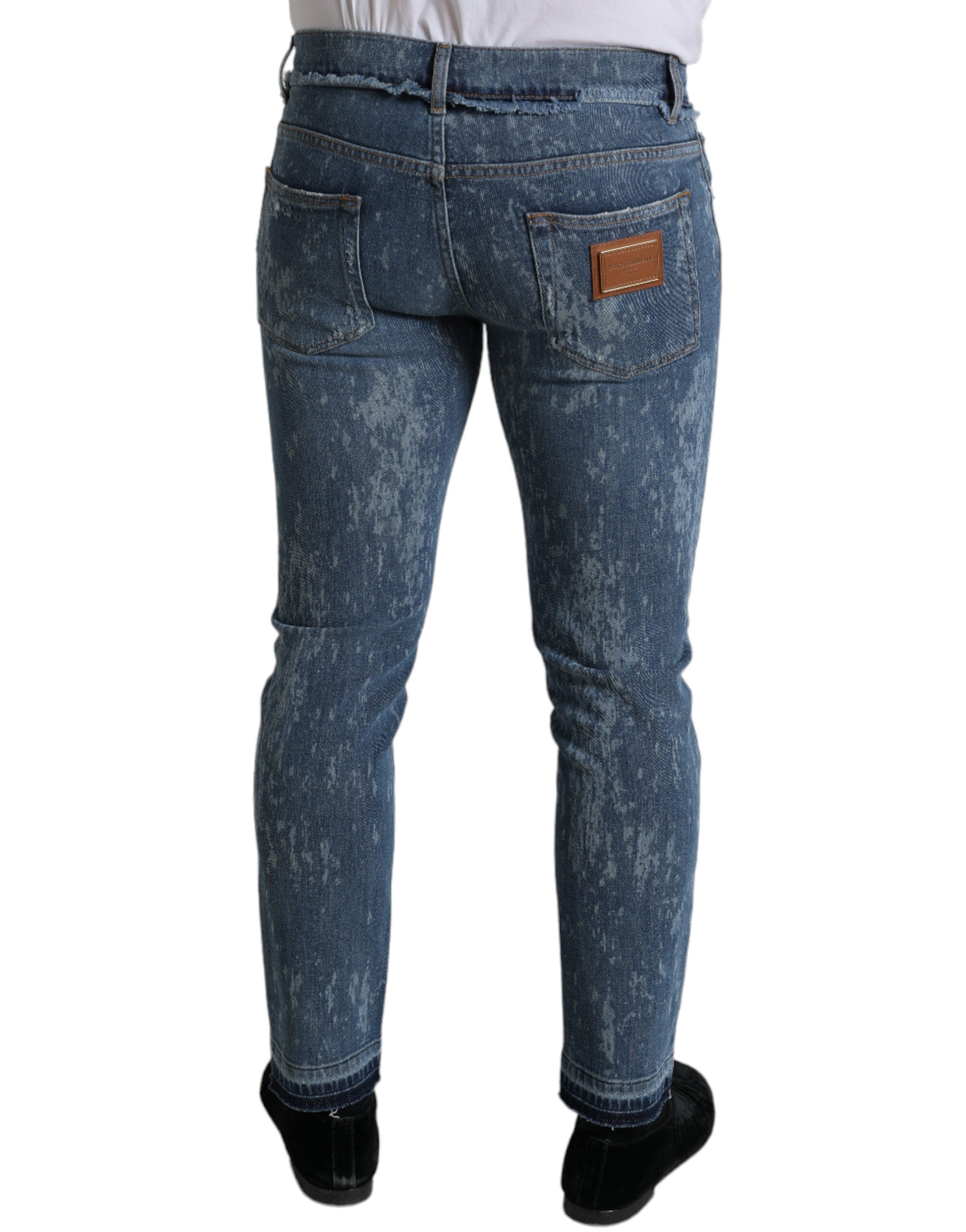 Blauwe gewassen skinny katoenen stretch denim jeans