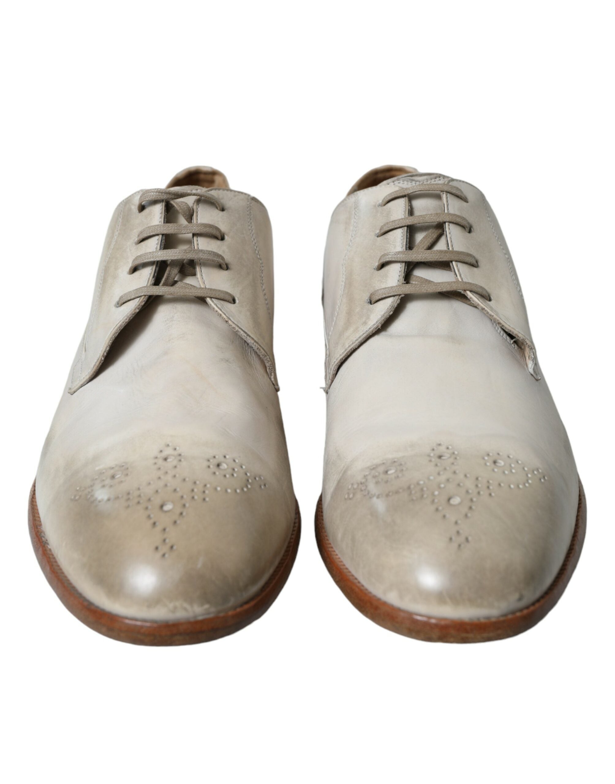 Witte, verweerde leren derby-schoenen
