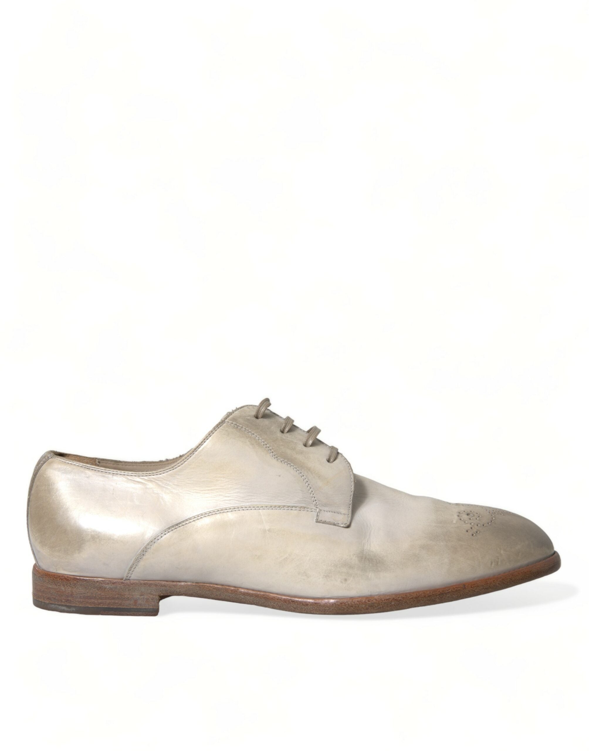 Witte, verweerde leren derby-schoenen
