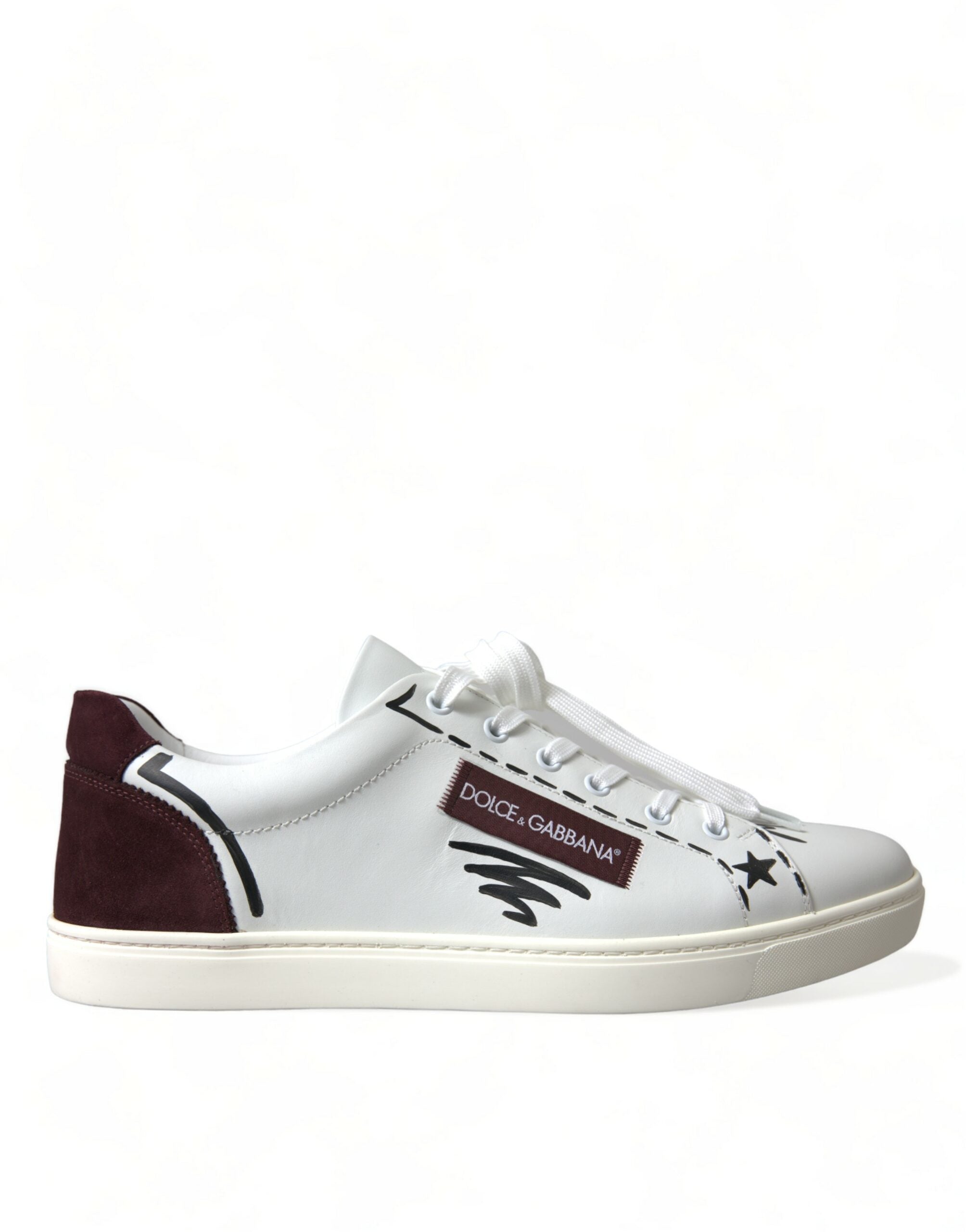 Witte Bordeaux leren lage sneakers met logo