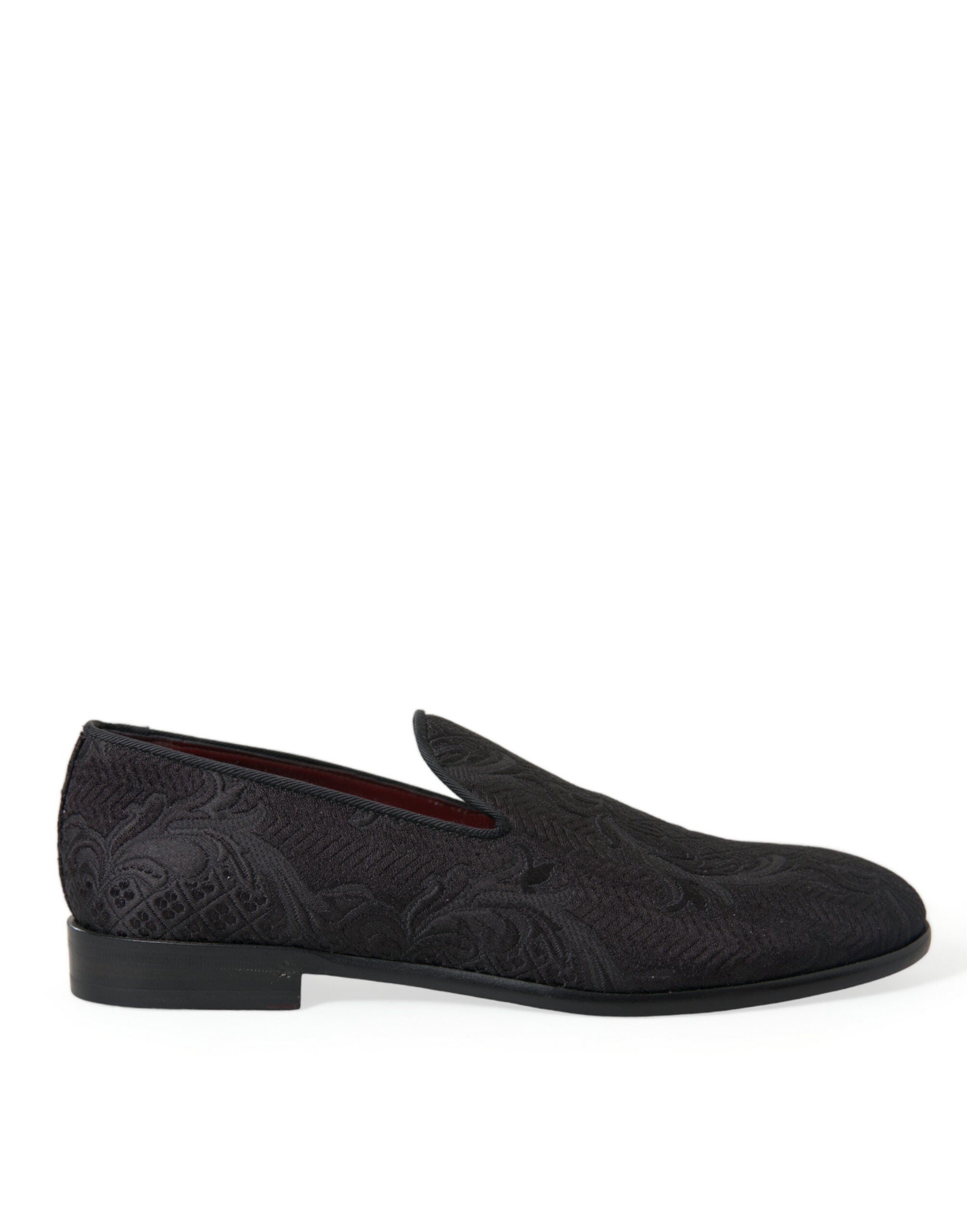 Zwarte brokaat heren instap loafer schoenen
