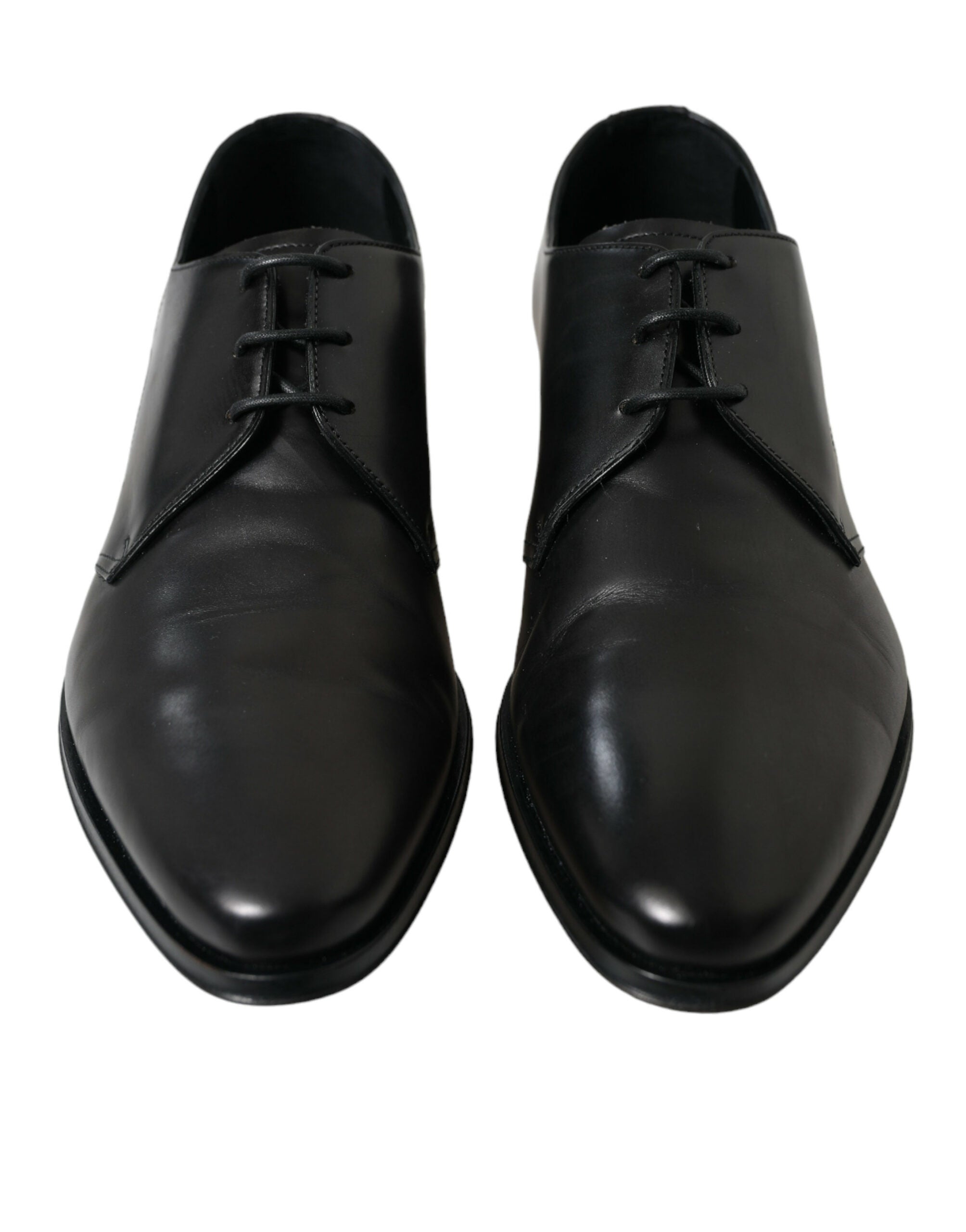 Zwarte leren veterschoenen voor formele derby's