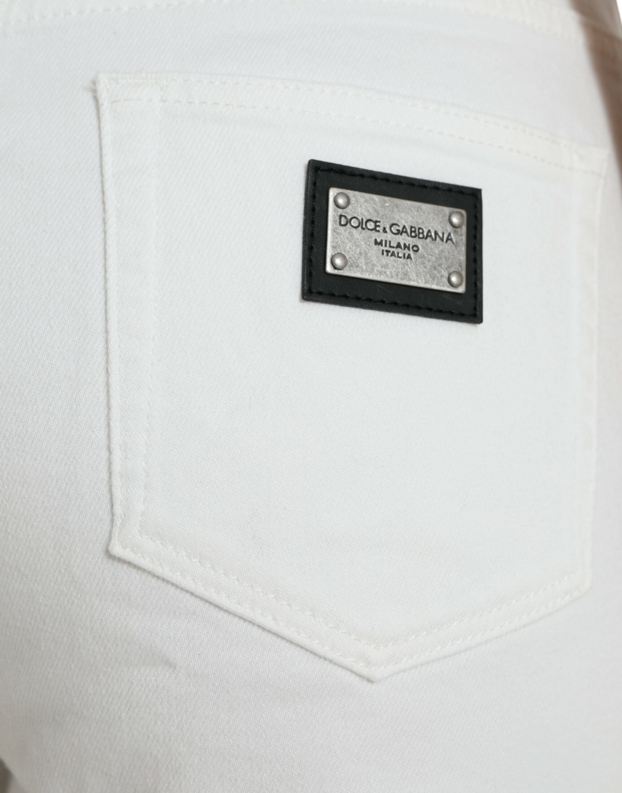 Witte katoenen cropped jeans met wijde pijpen