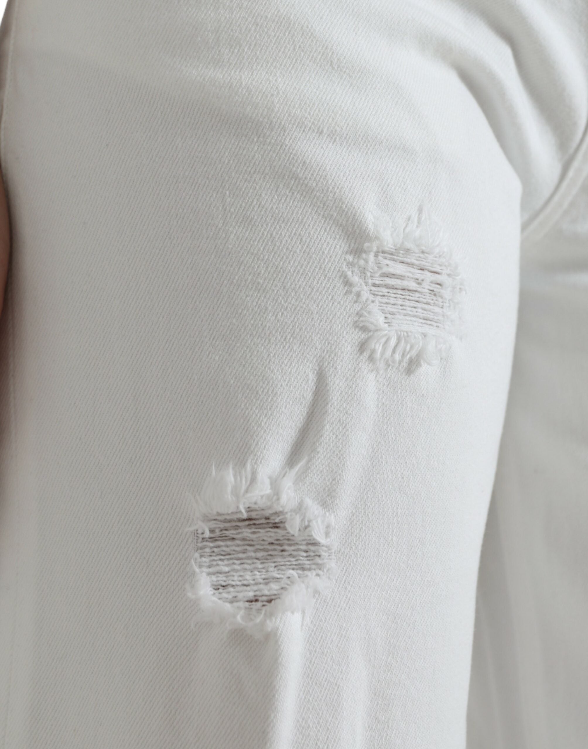 Witte katoenen cropped jeans met wijde pijpen