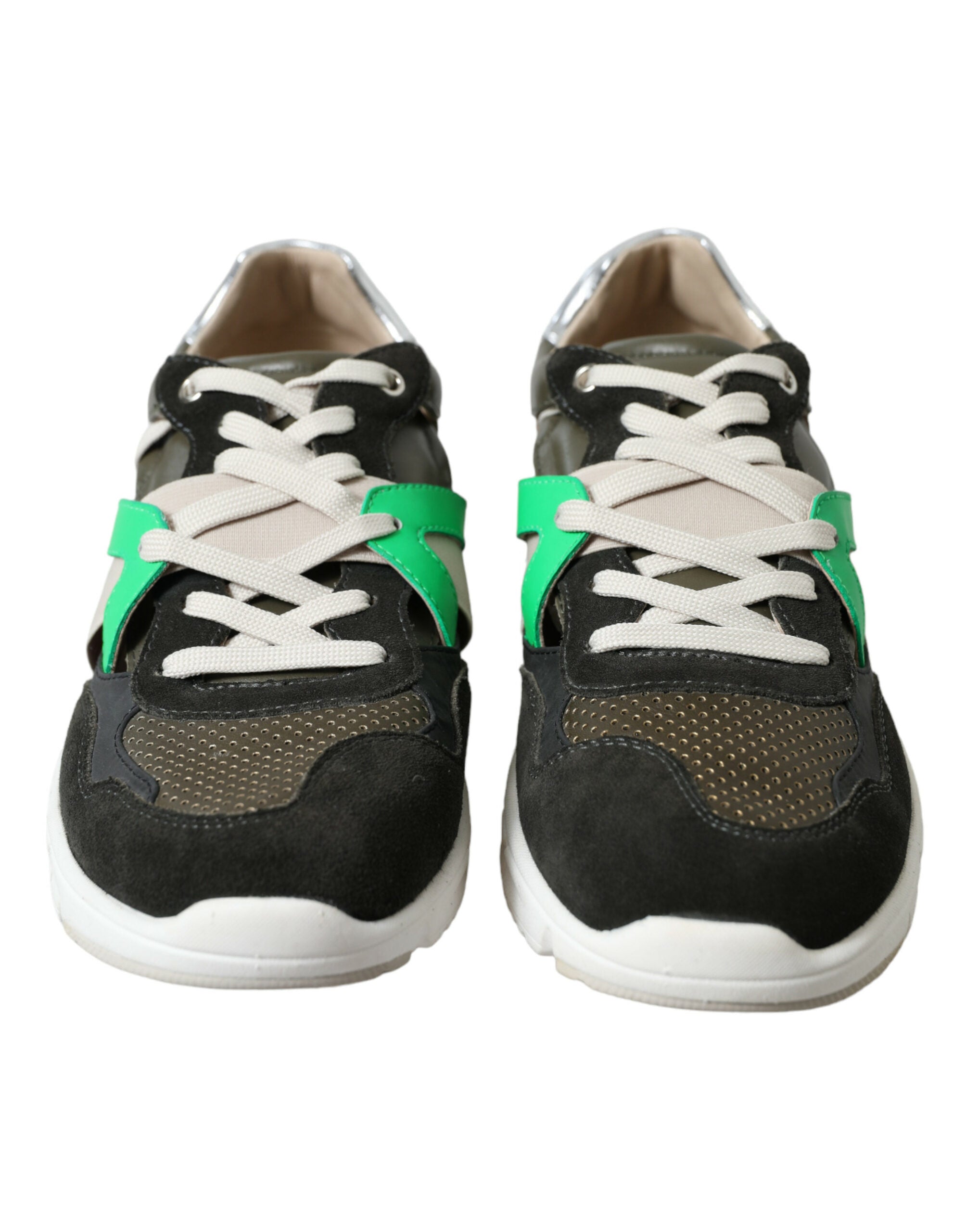 Veelkleurige leren suède lage sneakers