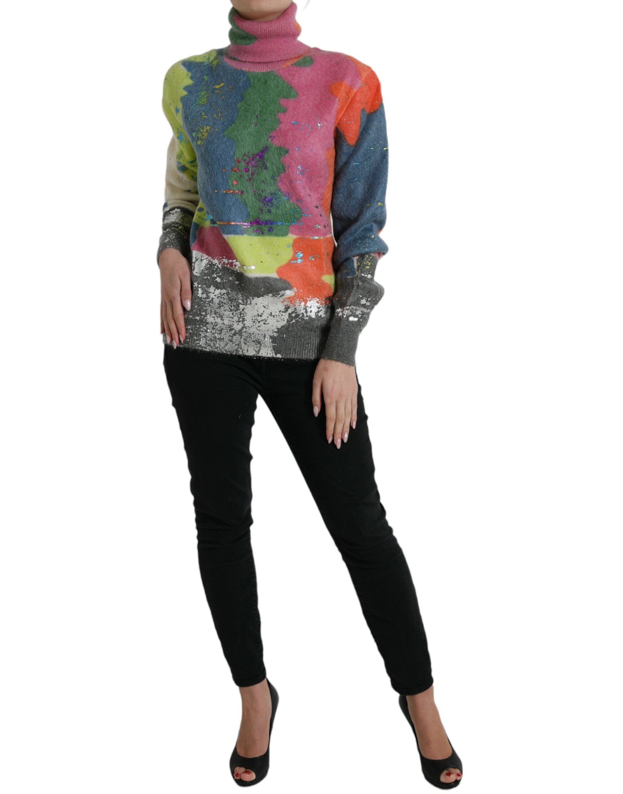 Veelkleurige Mohair coltrui