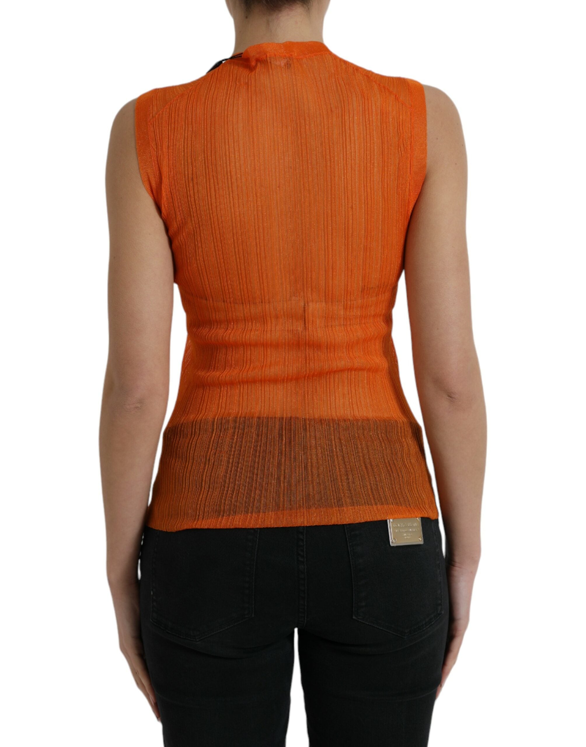 Oranje doorschijnende blouse met ronde hals en tanktop