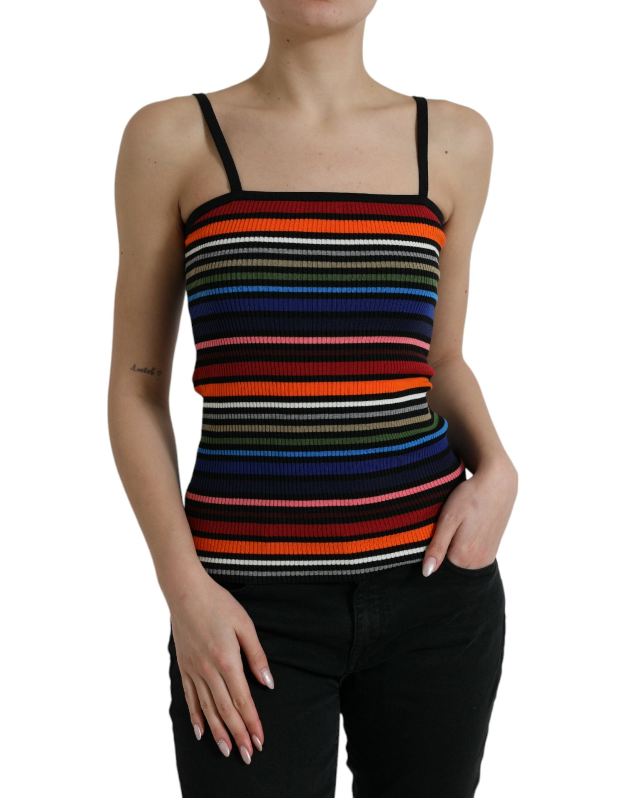 Tanktop met spaghettibandjes en veelkleurige strepen
