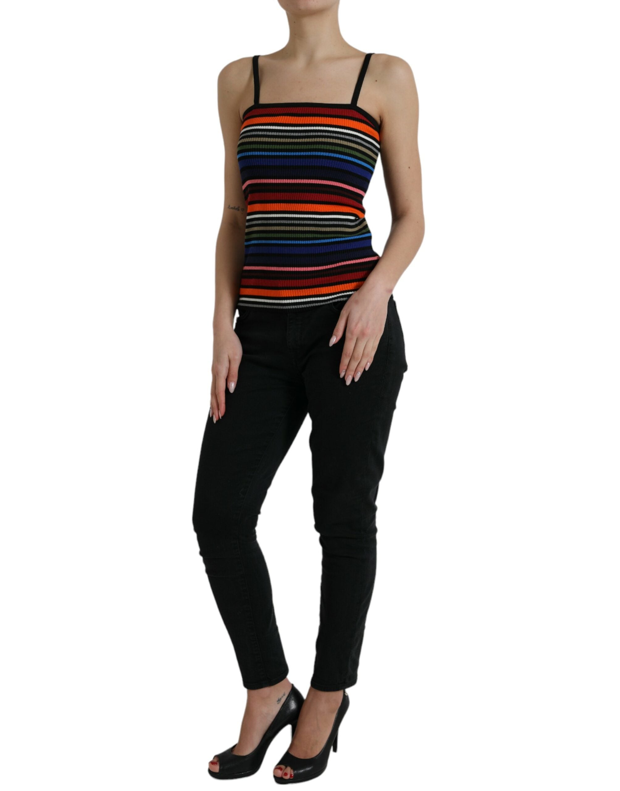 Tanktop met spaghettibandjes en veelkleurige strepen